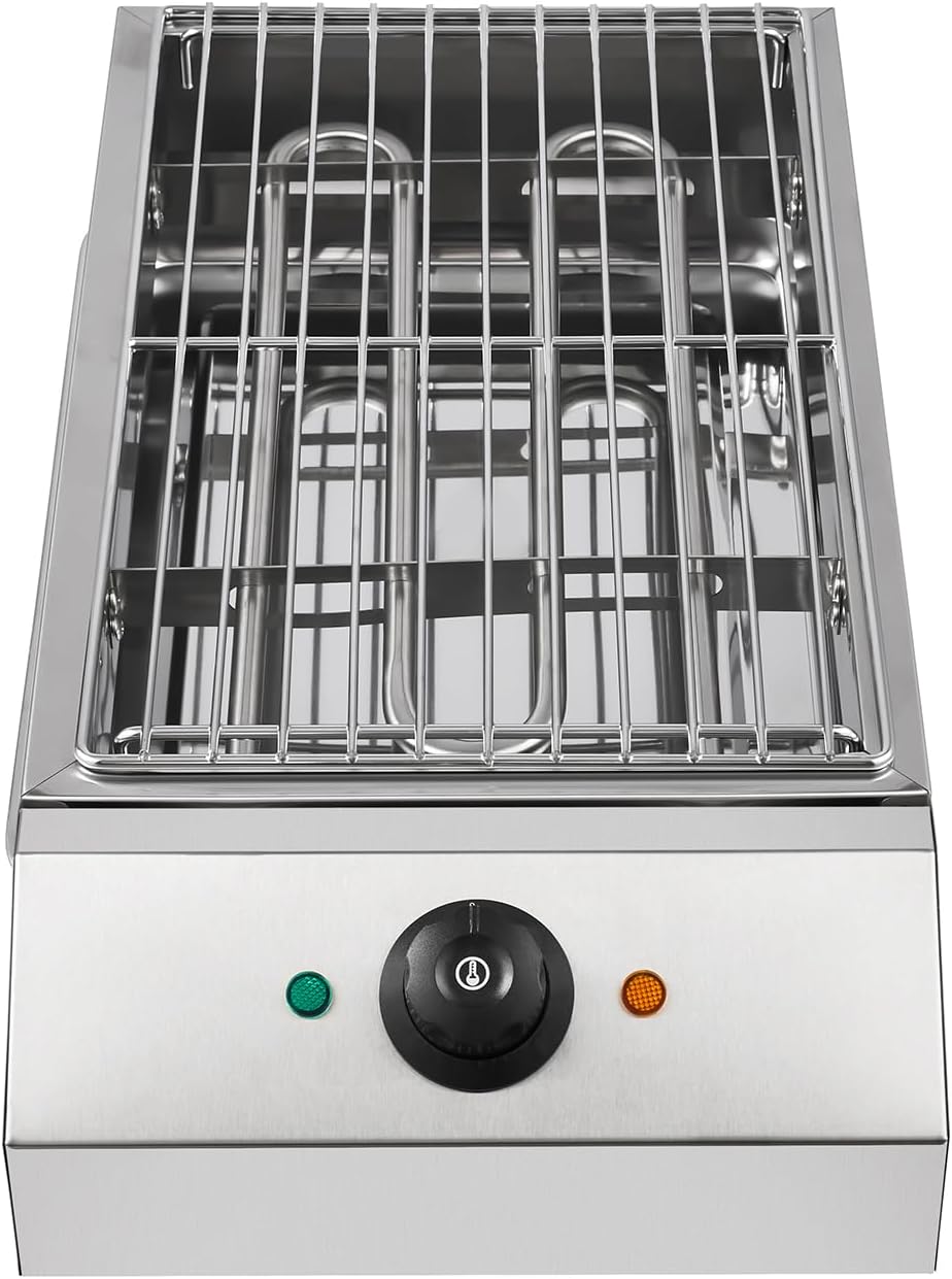 Indoor Barbecue Grill Smokeless Electric Indoor Grill, 110V 1800W Electric Commercial Yakitori Griddle, Portable Stainless Steel BBQ Grill w/Removable Grill Net, Temp Range 122~572°F