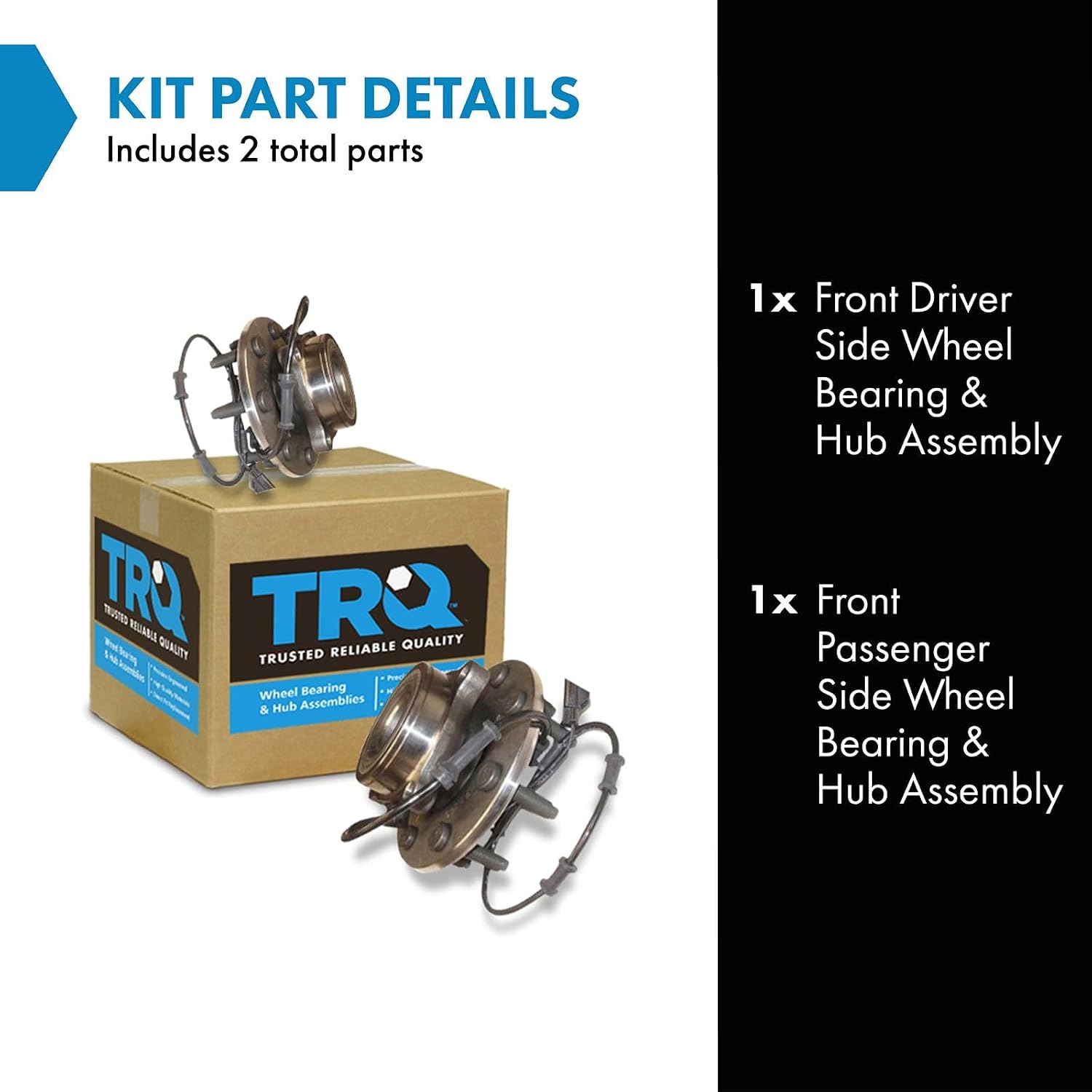 TRQ Front Left and Right Wheel Bearing and Hub Assembly Set 2 Piece Compatible with 2003-2005 Dodge Ram 2500 4WD 2003-2005 Ram 3500 4WD
