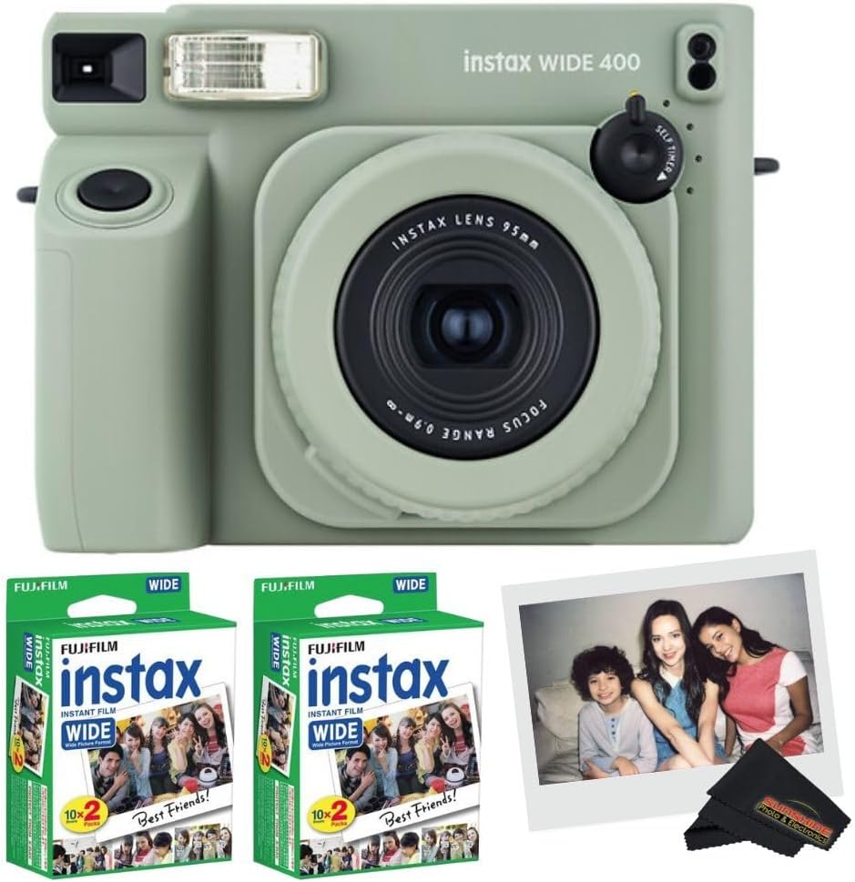 Fujifilm INSTAX Wide 400 Instant Camera - Sage Green (Camera w/ 2 Wide Twin Packs)