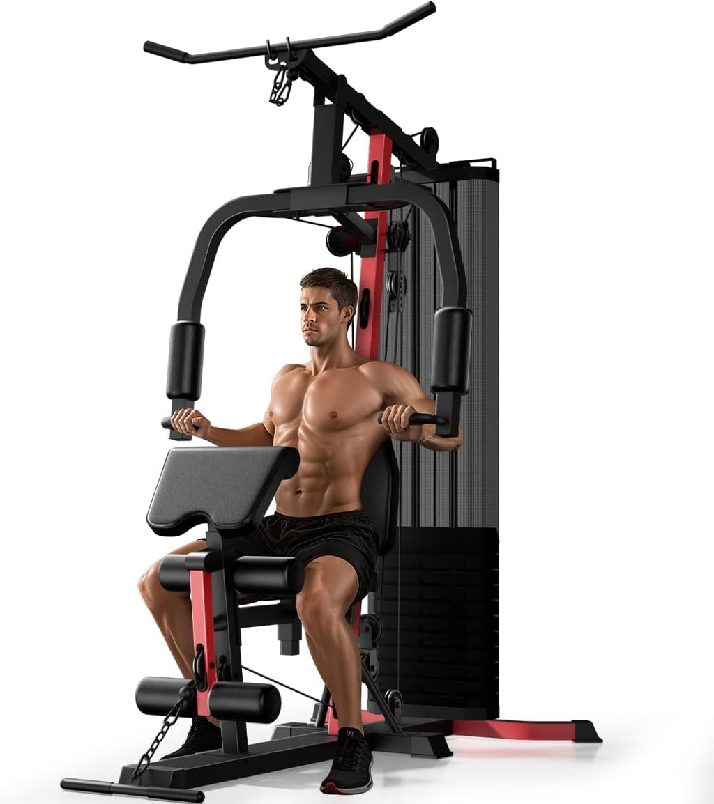 Home Gym System with 160LB Weight Stack, Multifunctional All-in-One Workout Station, Full Body Strength Training System