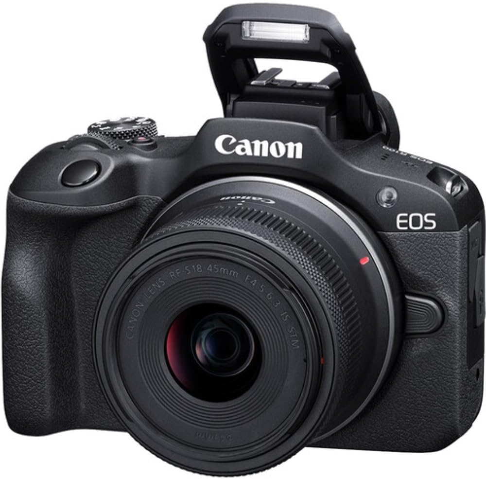 Canon EOS R100 Mirrorless Camera with RF-S18-45mm F4.5-6.3 IS STM Lens & RF-S55-210mm F5-7.1 IS STM, 24.1 Megapixel (APS-C Sensor) | Black Bundled with 64GB Memory Card & Camera Shoulder Bag (3 Items)