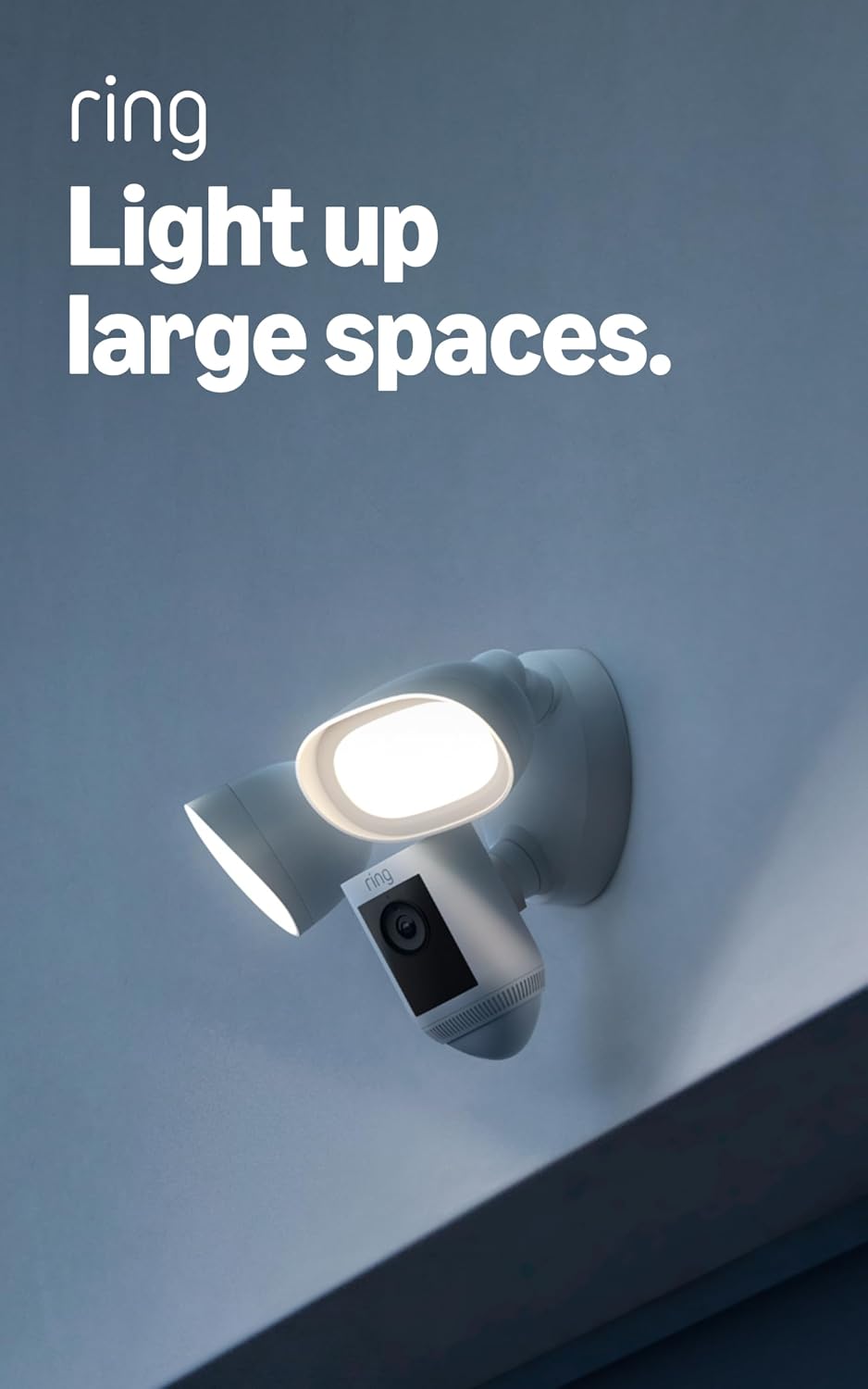 Ring Floodlight Cam Pro, Plug-In, Home or business security, Retinal 2K Video, Color Night Vision and Two-Way Talk with Audio+, White