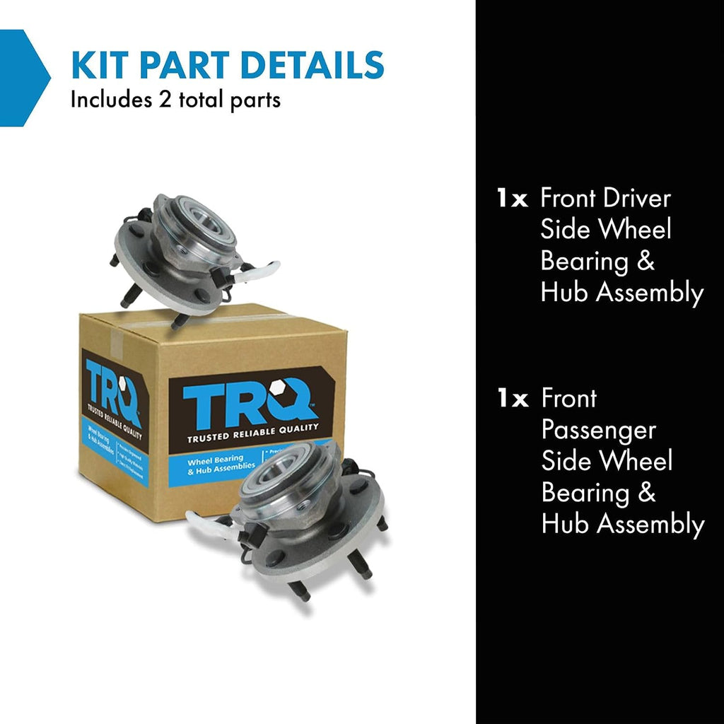 TRQ Front Left and Right Wheel Bearing and Hub Assembly Set 2 Piece Compatible with 03 Ford Explorer Sport 4WD 03-05 Explorer Sport Trac 4WD 03-10 Ranger 4WD 03-09 Mazda B4000 05 B3000 4WD