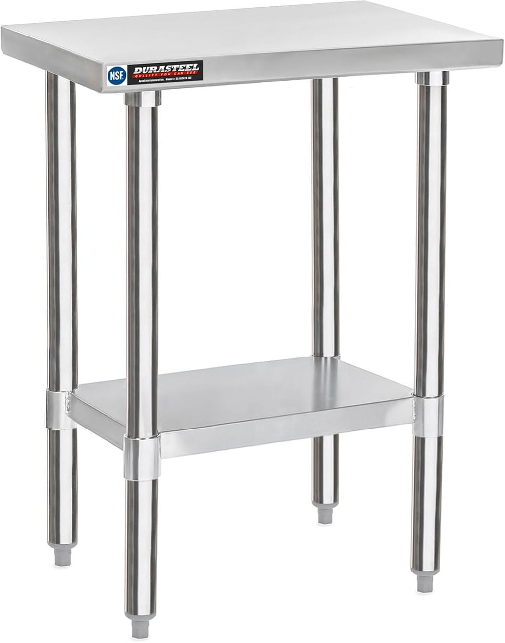 DuraSteel 24x18 Small Stainless Steel Table - NSF Metal Food Prep Commercial Kitchen Workt able - Side Mixer Stand with Under Shelf - For Laundry Room, Kitchen, Outdoor Grill, Small Spaces