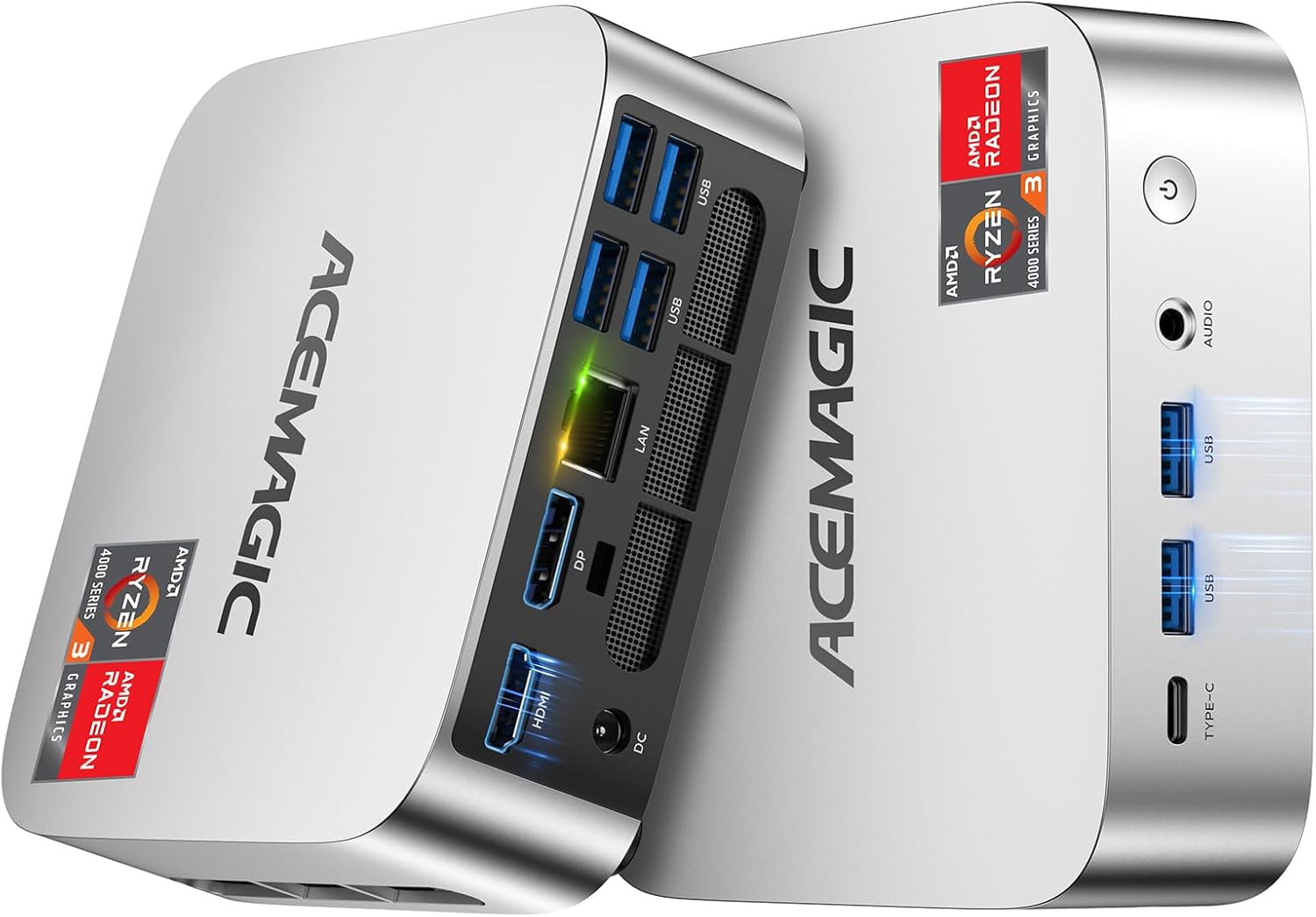 ACEMAGIC Mini PC Windows 11 Pro, AMD Ryzen 4300U(Beat 3500U/N150/N95, up to 3.7GHz), 16GB DDR4 RAM 512 SSD Mini Computers, 28W MAX Desktop 4K Triple Display/HDMI/WiFi/BT/LAN for Home Office Business