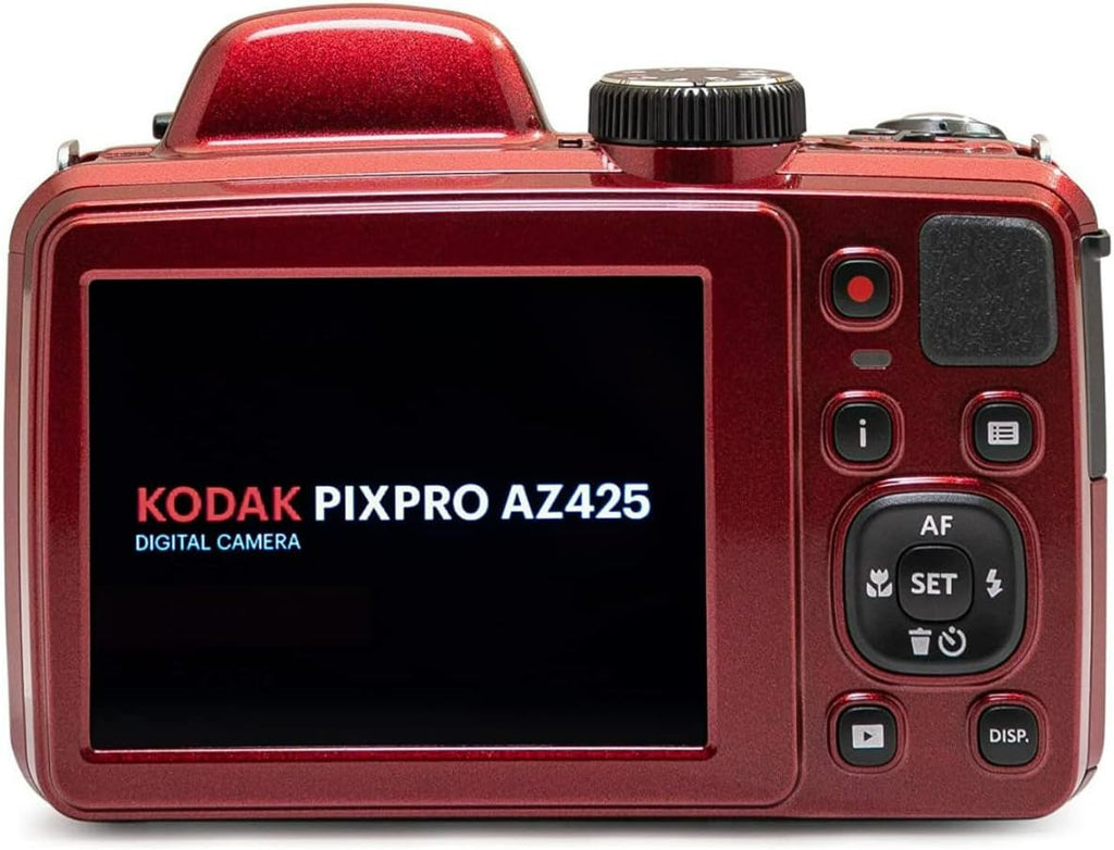 Kodak AZ425 PIXPRO Astro 20MP Digital Camera (Red) Bundle with 32GB Memory Card, Rechargeable Battery and Charger Kit Compatible with Casio NP-40 and Kodak LB-060, and Holster Camera Case (4 Items)