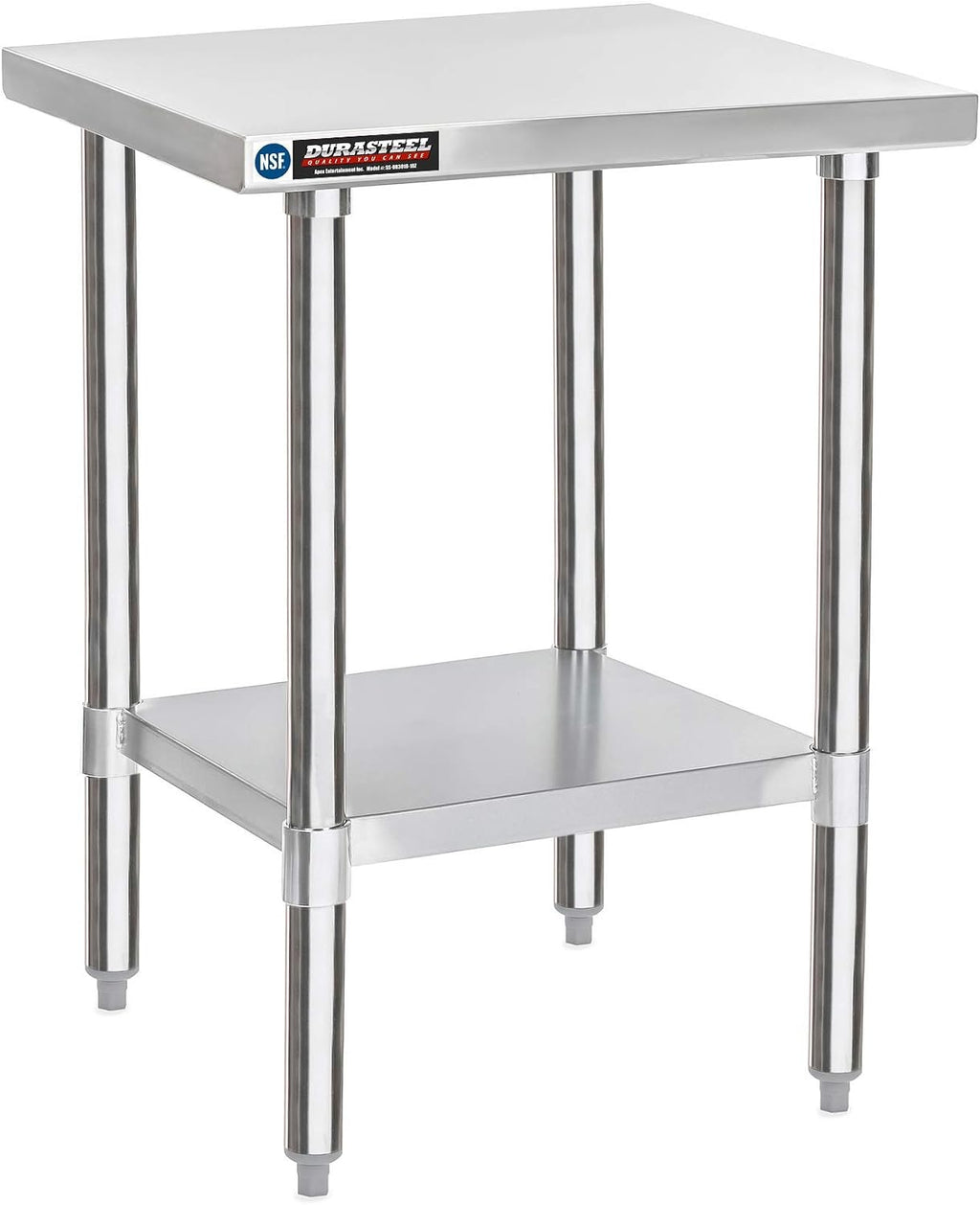 DuraSteel 30x18 Small Stainless Steel Table - NSF Commercial Kitchen Island Food Prep Worktable - Metal Side Mixer Stand with Under Shelf - For Laundry Room, Kitchen, Outdoor Grill, Tiny Spaces