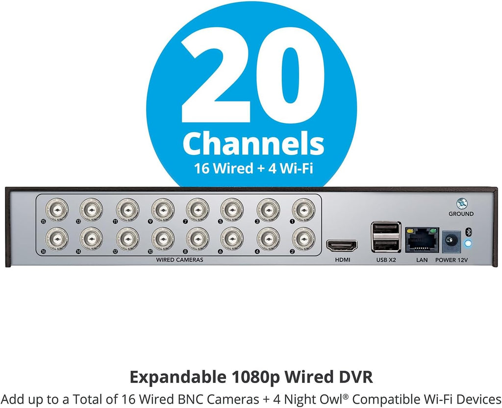 Night Owl 2-Way Audio 20 Channel DVR Video Home Security Camera System with (12) Wired 1080p HD Indoor/Outdoor Deterrence Cameras and 1TB Hard Drive (Add up to 4 Wi-Fi Cameras) (12 Camera)