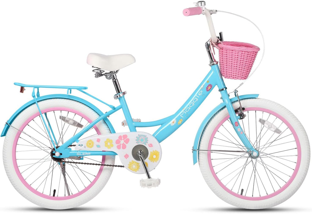 Glerc Maggie Girls Bike, 12-20 Inch Kids Bike for 2-13 Years Old Children, Princess Style Kids Bicycle with Doll-Seat & Basket & Training Wheels, Multiple Colors