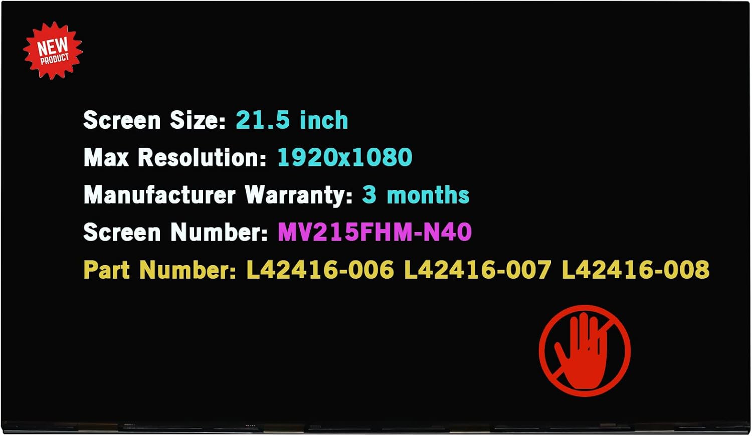 LCD Replacement T215HVN05.1 M215HCA-L3B MV215FHM-N40 for HP 22-D 22-DD0224 22-DD0133W 22-DD0010 22-DD0123W 22-DD0046 22-DD0143W 22-DD0210 22-DD0016 Display Panel (Non-Touch Version)