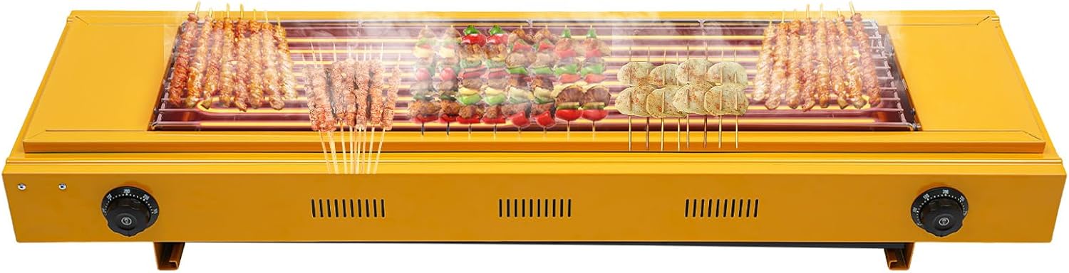 LYNICESHOP Electric BBQ Grill, 3000W Electric Portable Barbecue Grill Non-stick Removable Grill Plate Barbecue Grill, Adjustable Temperature 50-300°C/122-572°F Electric Griller for BBQs & Parties