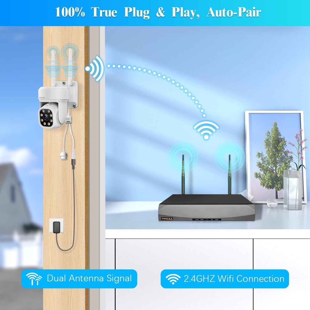 (2026 Update) 5MP PT Wireless Security Camera System with AI Human Tracking, Dual-Band 2.4G&5G WiFi, 130° Wide Angle, 2-Way Audio, No Monthly Fee, Outdoor Home Security Kit