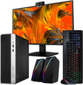 HP Windows 11 Desktop Computer | 16GB RAM + 500GB SSD | Intel i5 | 16GB RAM + 500GB SSD | 24' LCD | WiFi 6 AX200 + BT | RGB Keyboard/Mouse + Speakers | Webcam | Home or Office PC (Renewed)