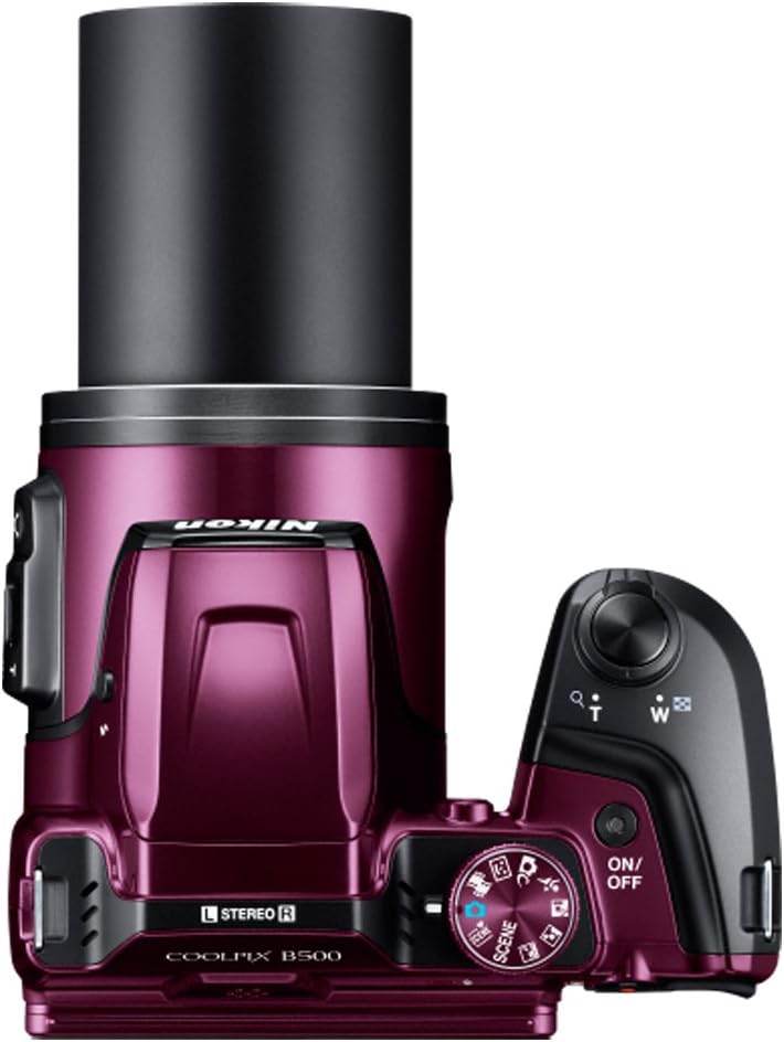 Nikon COOLPIX B500 16MP 40x Optical Zoom Digital Camera w/Wi-Fi (Plum) - (Renewed)