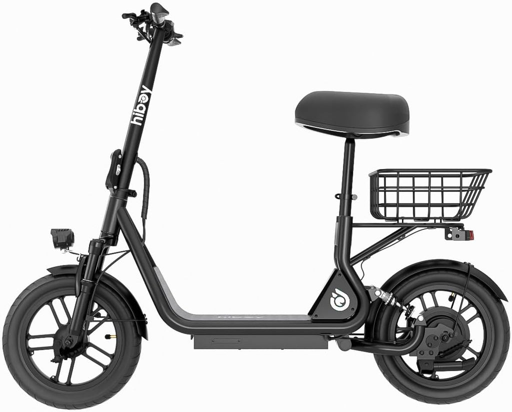 Hiboy Q2/U2 Adult Electric Scooter with Seat & Phone Holder – 500W Motor, 22mi Range, 14' Wheels, Dual Suspension, Neon Lights, Foldable for Commute, Flame