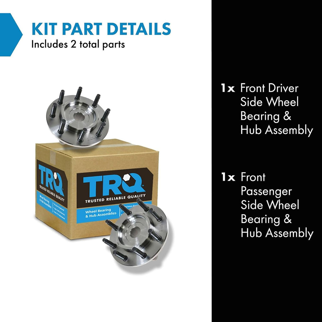 TRQ 2 Piece Front Wheel Bearing & Hub Assembly Set 4WD Compatible with 2000-2001 Dodge Ram 2500