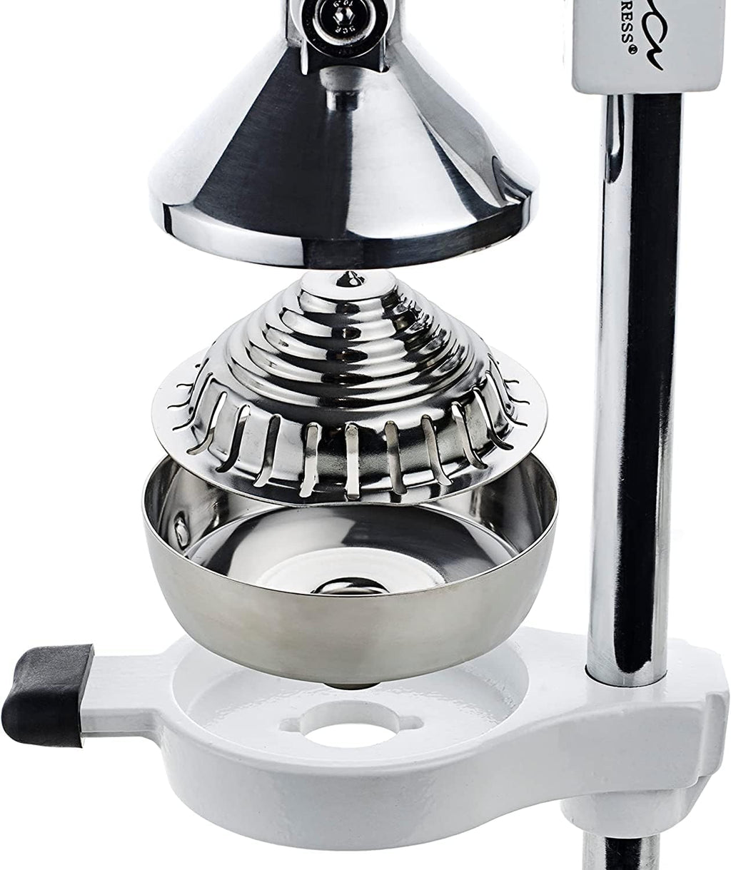 SANA Commercial Citrus Press Heavy-Duty Manual Press Juicer For All Types of Citrus, Max Extraction | Orange, Lemon, Lime, and Pomegranate Squeezer | 15 Year Warranty | White