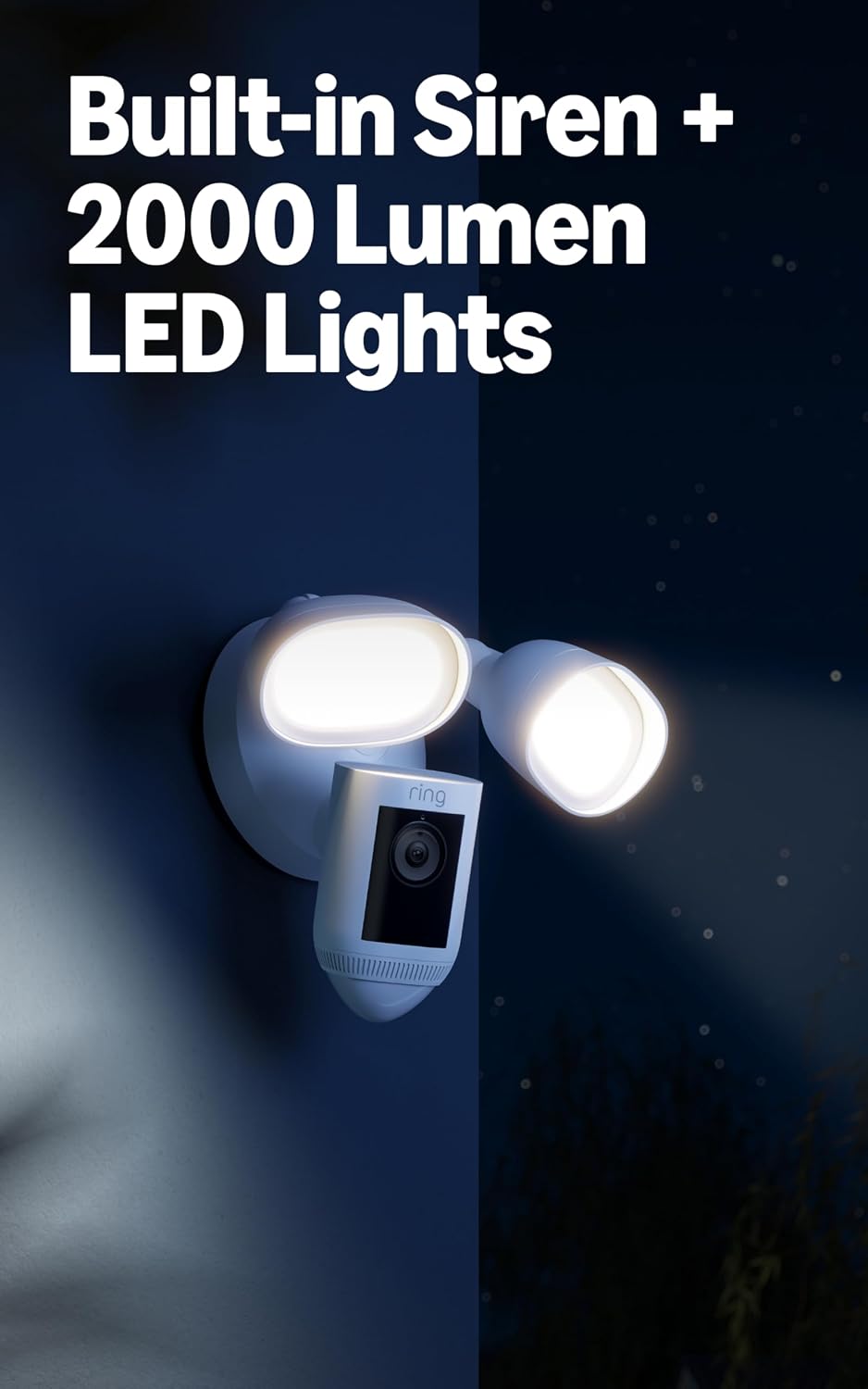 Ring Floodlight Cam Wired Pro, Home or business security, Retinal 2K Video, Color Night Vision and Two-Way Talk with Audio+, 2-pack, White