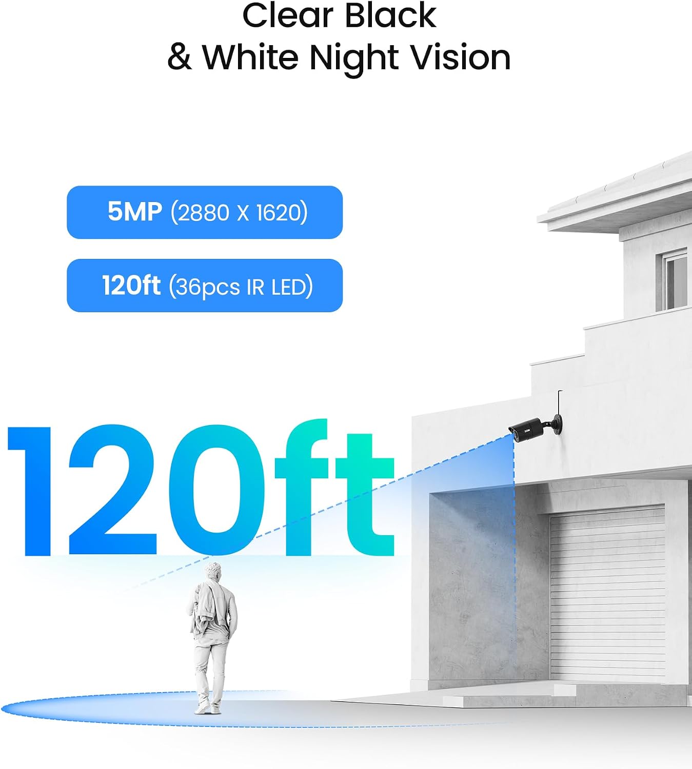 ZOSI 8MP 4K PoE Home Security Camera System Outdoor, H.265+ 8CH PoE NVR (16CH Expandable) with 2TB HDD for 24/7 Recording, 8PCS 5MP(3K) Bullet IP Cameras, Motion Detection, Remote Control