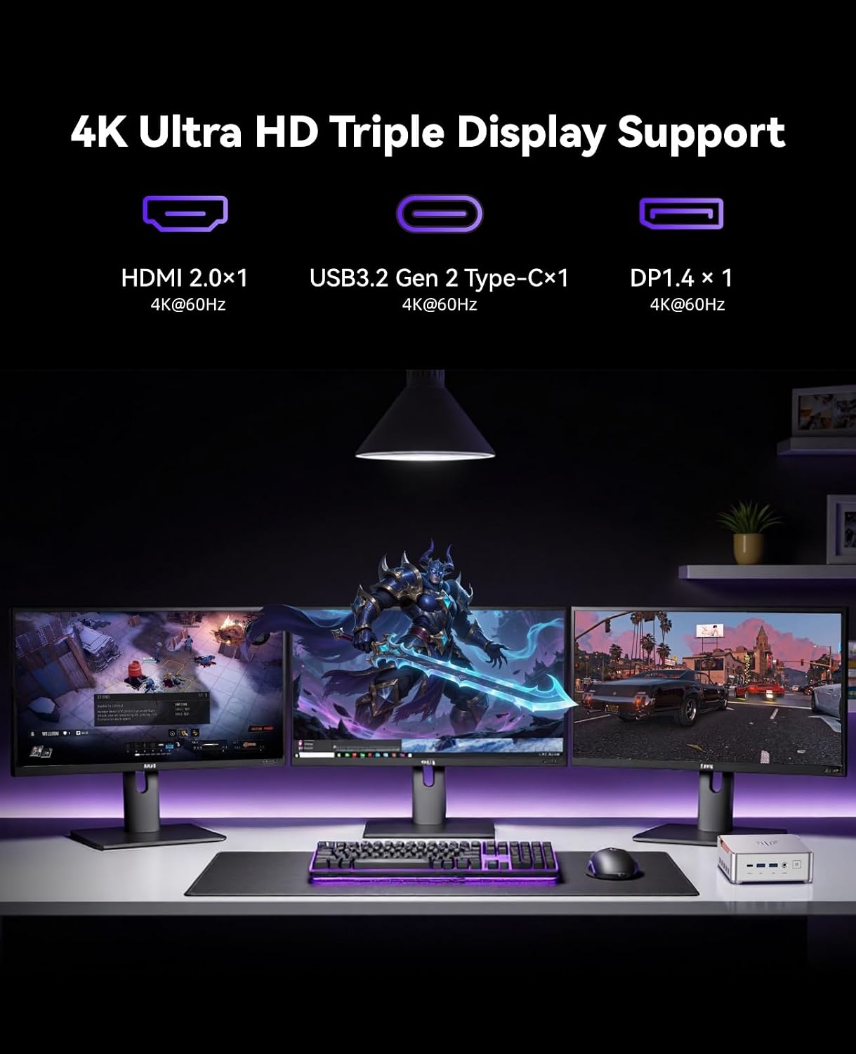 KAMRUI Pinova P2 Mini Gaming PC, Core i5-12600H(Beats 1185G7/12450H), 32GB DDR4 1TB SSD Mini PC, 12C/16T, 4.5GHz, 4K Triple Display(DP+HDMI+USB-C)/WiFi6/BT5.2 Mini Computers for Home/Office/Business