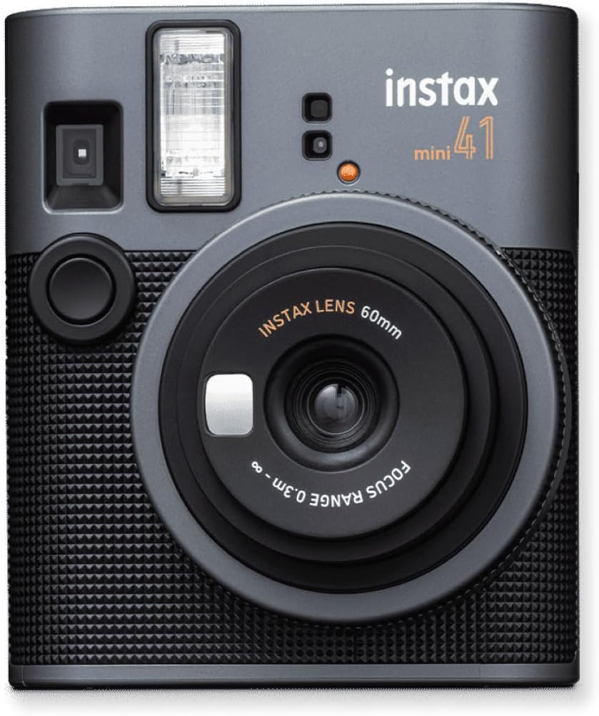 Fujifilm Instax Mini 41 Black Instant Camera with Auto Exposure Control, Selfie Mirror, and Sleek Design Bundle with Intax Mini Twin 20 Exposure Pack