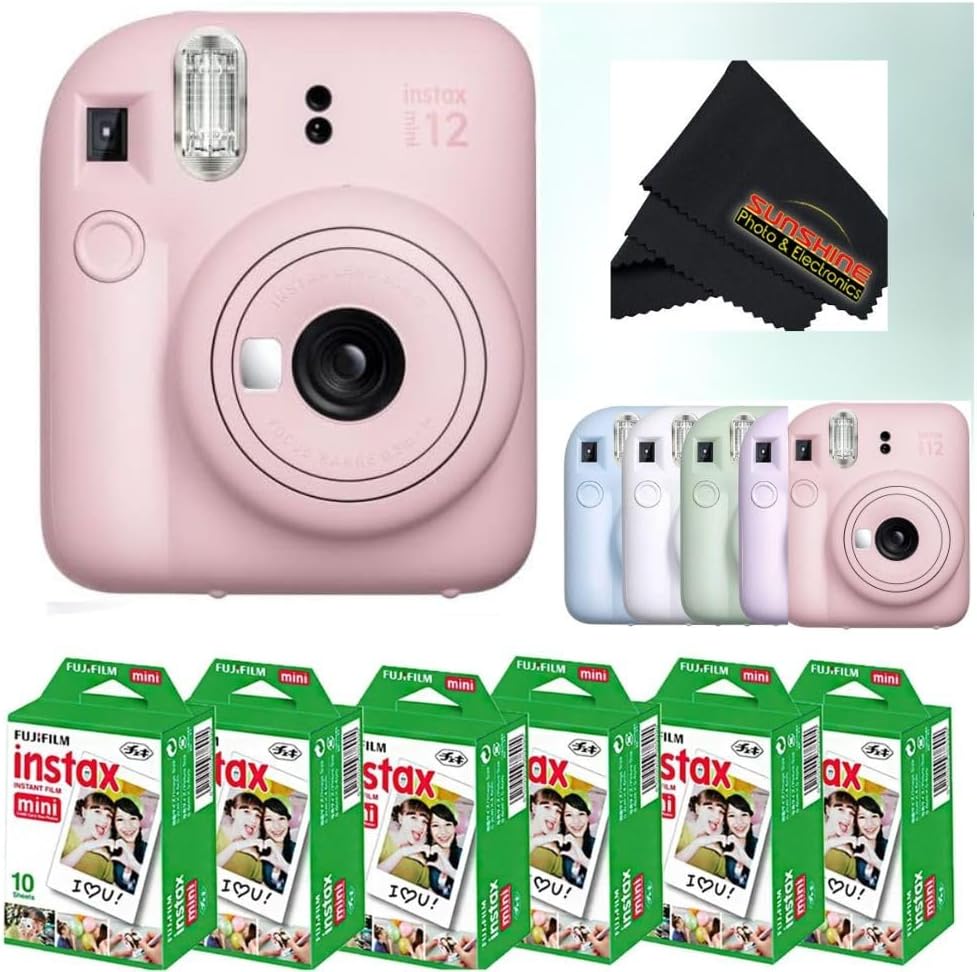 Fujifilm Instax Mini 12 Instant Camera (Camera + 6 x Twin Packs, Blossom Pink)