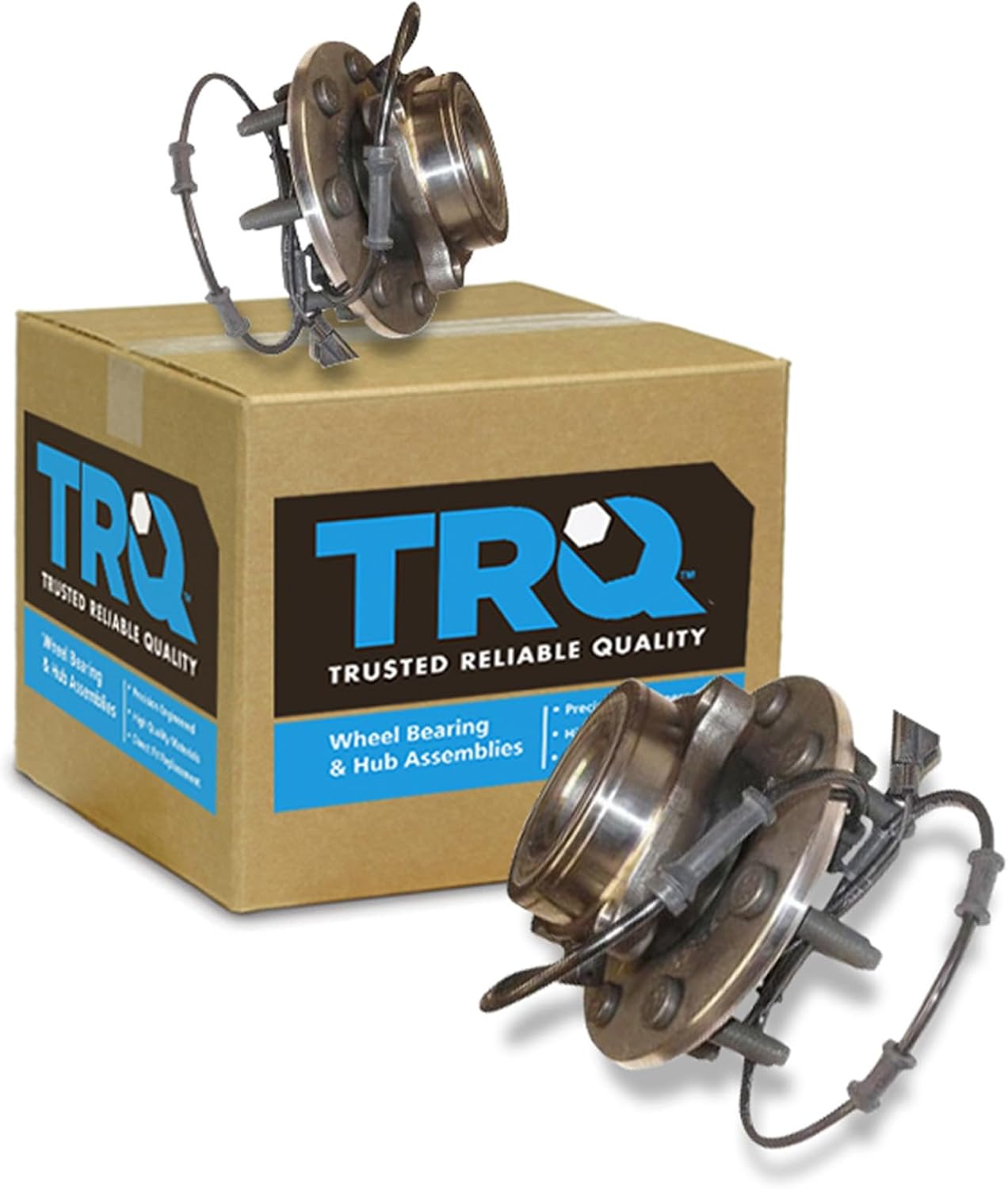 TRQ Front Left and Right Wheel Bearing and Hub Assembly Set 2 Piece Compatible with 2003-2005 Dodge Ram 2500 4WD 2003-2005 Ram 3500 4WD