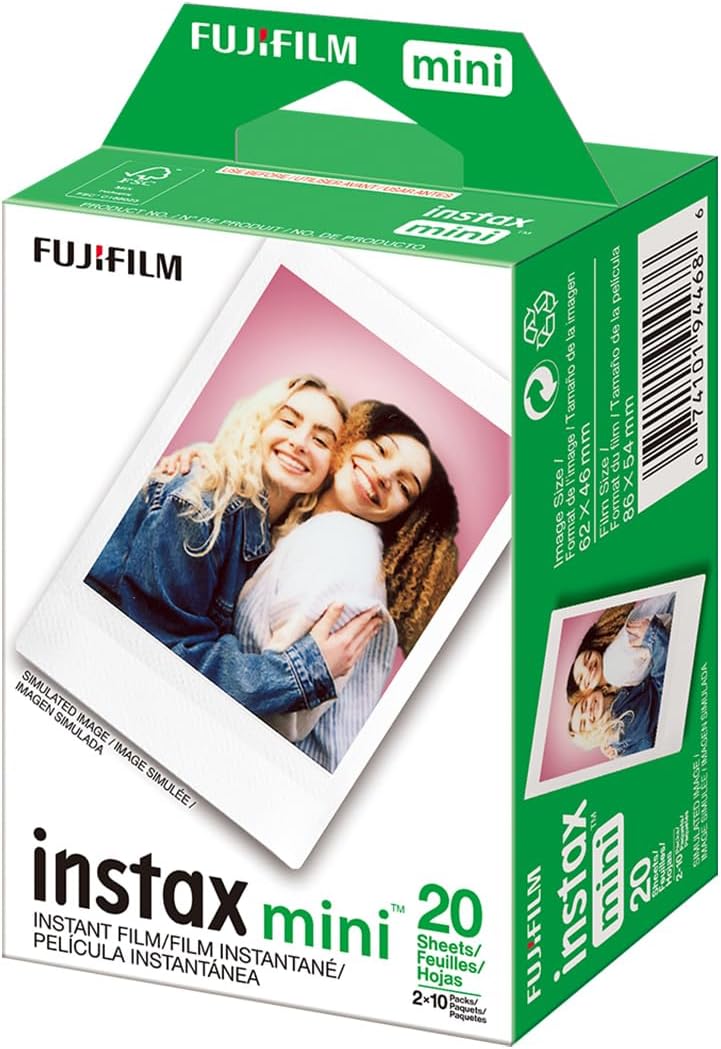 Fujifilm Instax Mini LiPlay Hybrid Instant Camera, Deep Bronze, Bundle with 20 Exposures Film Pack, 32GB UHS-I microSDHC Memory Card and Shoulder Bag (Matcha Green)