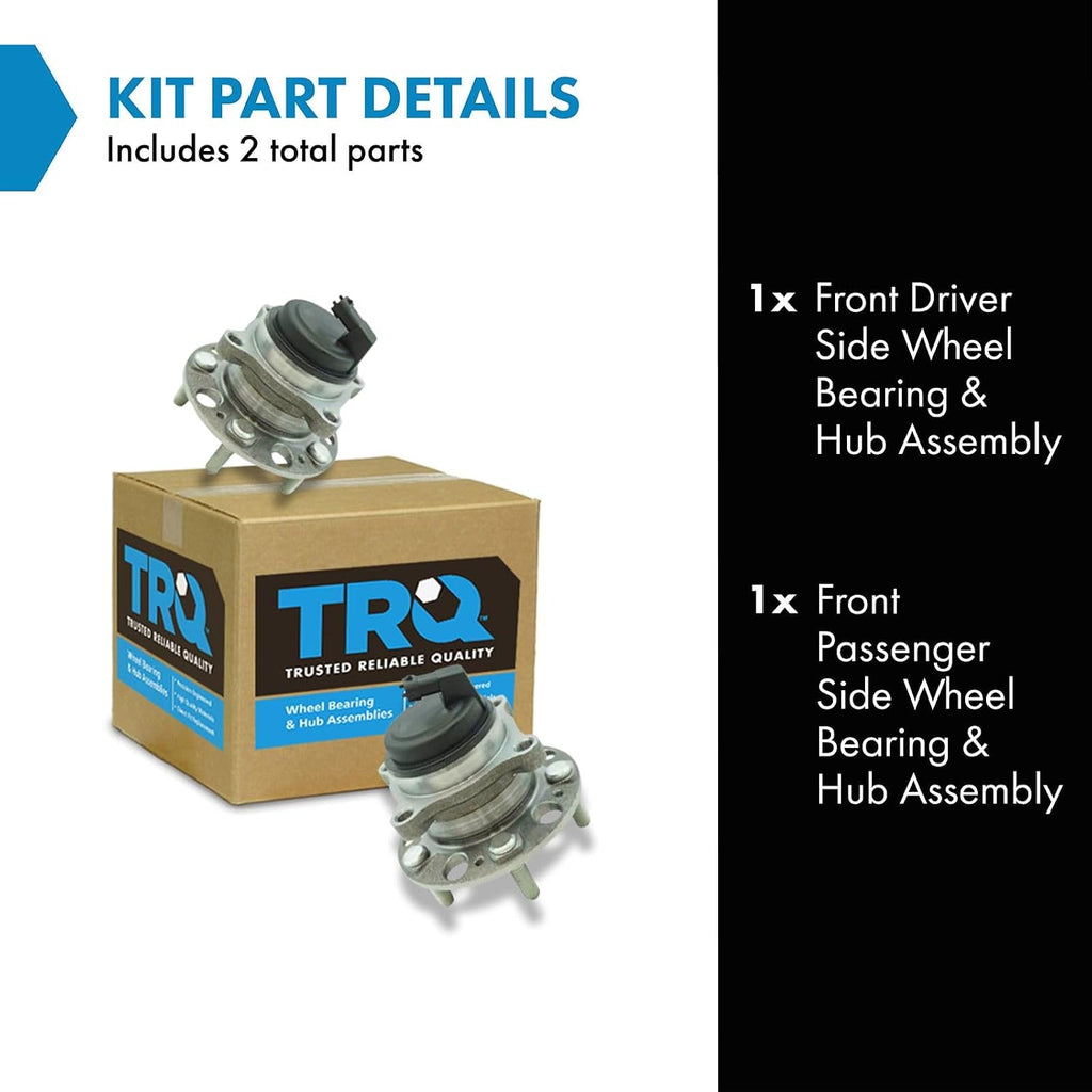 TRQ Front Driver and Passenger Side Wheel Bearing and Hub Assembly Set 2 Piece Compatible with 2009-2014 Hyundai Genesis 2011-2016 Equus