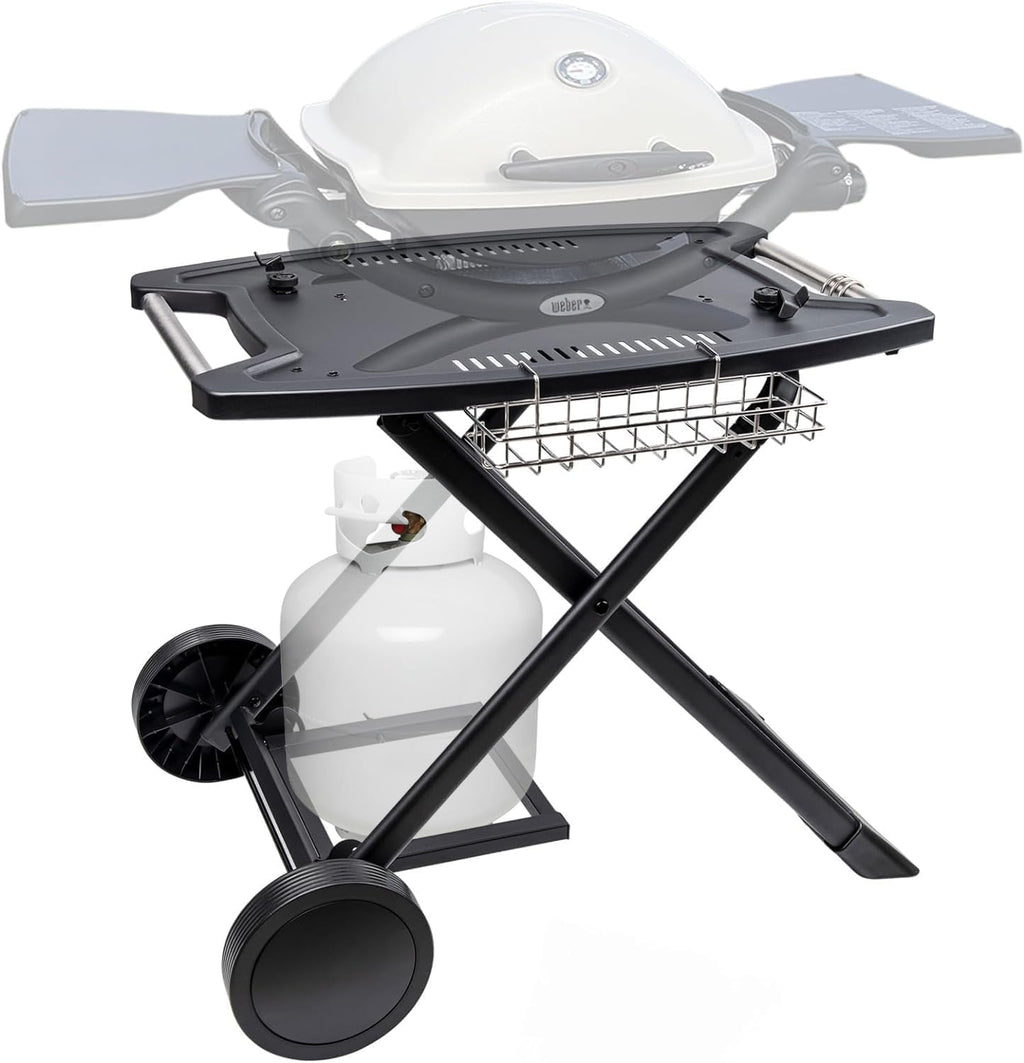 Portable Cart for Weber Q1200, Q1000, Q2200, Q2000, Q2400, Folding Cart for Outdoor BBQ，Portable Stand for Weber Q Series Gas Grills and Ninja Woodfire OG700 Series