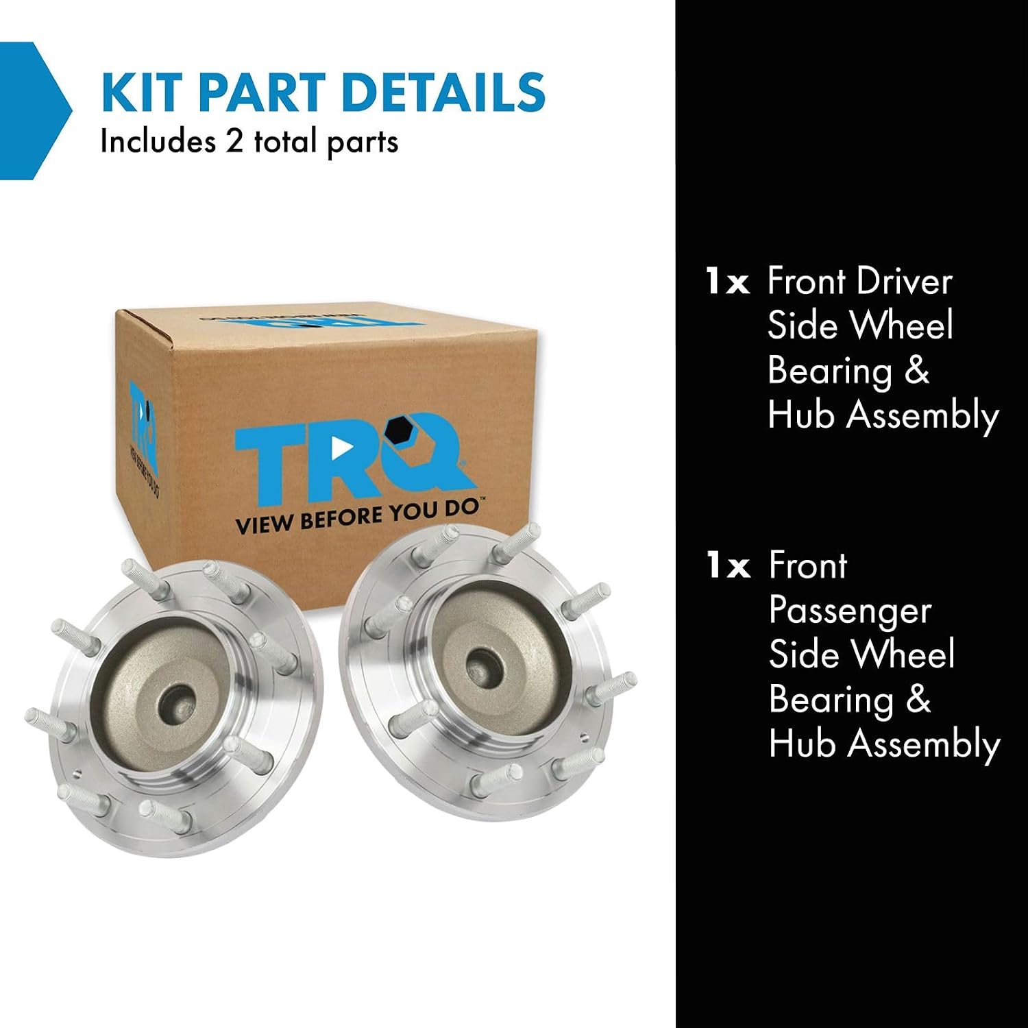 TRQ 2 Piece Front Wheel Bearing & Hub Assembly Set with ABS Sensor Compatible with 2011-2019 Chevrolet Silverado 3500 HD GMC Sierra 3500 HD