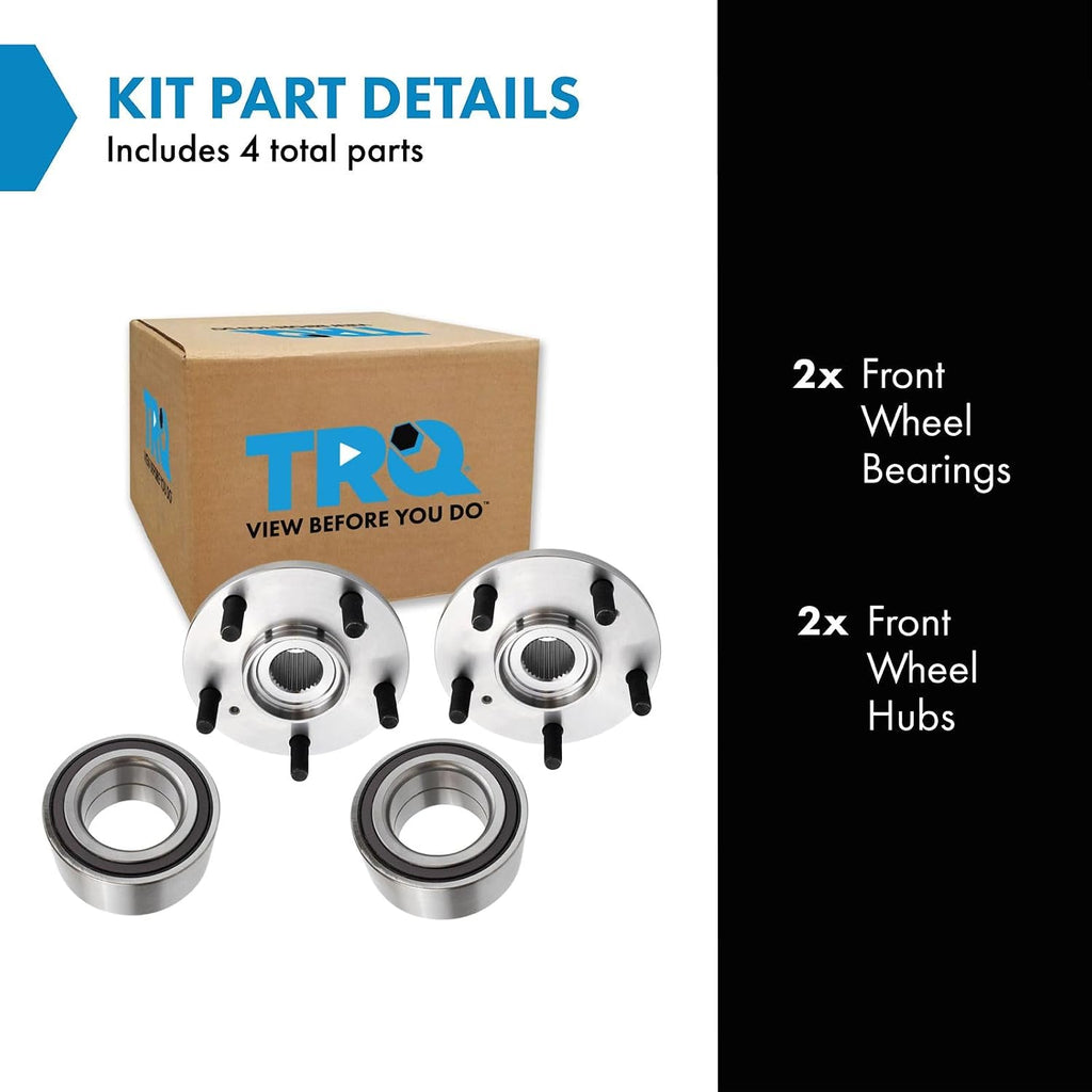 TRQ 2 Piece Front Wheel Bearing & Hub Assembly Set Compatible with 2015-2019 Acura TLX 2013-2017 Honda Accord