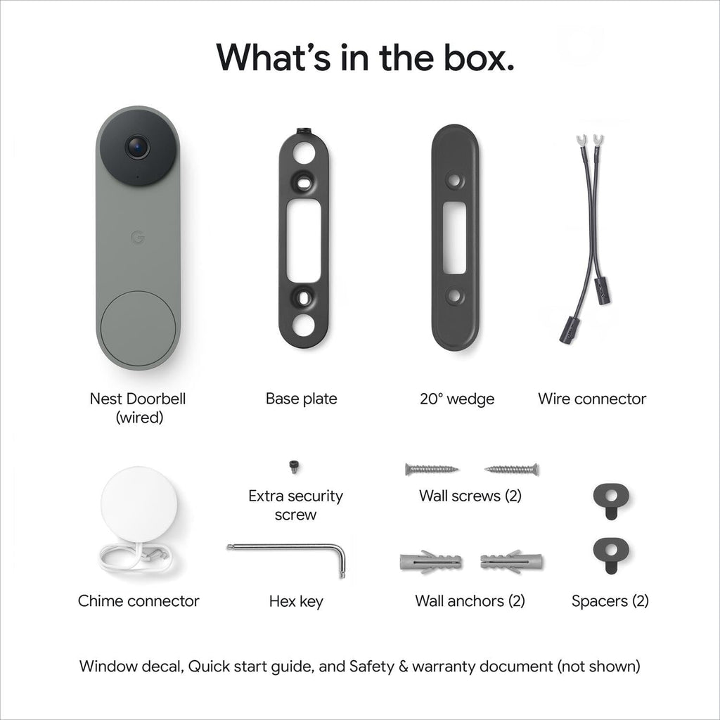 Google Nest Doorbell (Wired, 3rd Gen) - 2K Video and Gemini, Live View, Night Vision, 2-Way Audio - Works with Google Home - 2025 Model - Hazel