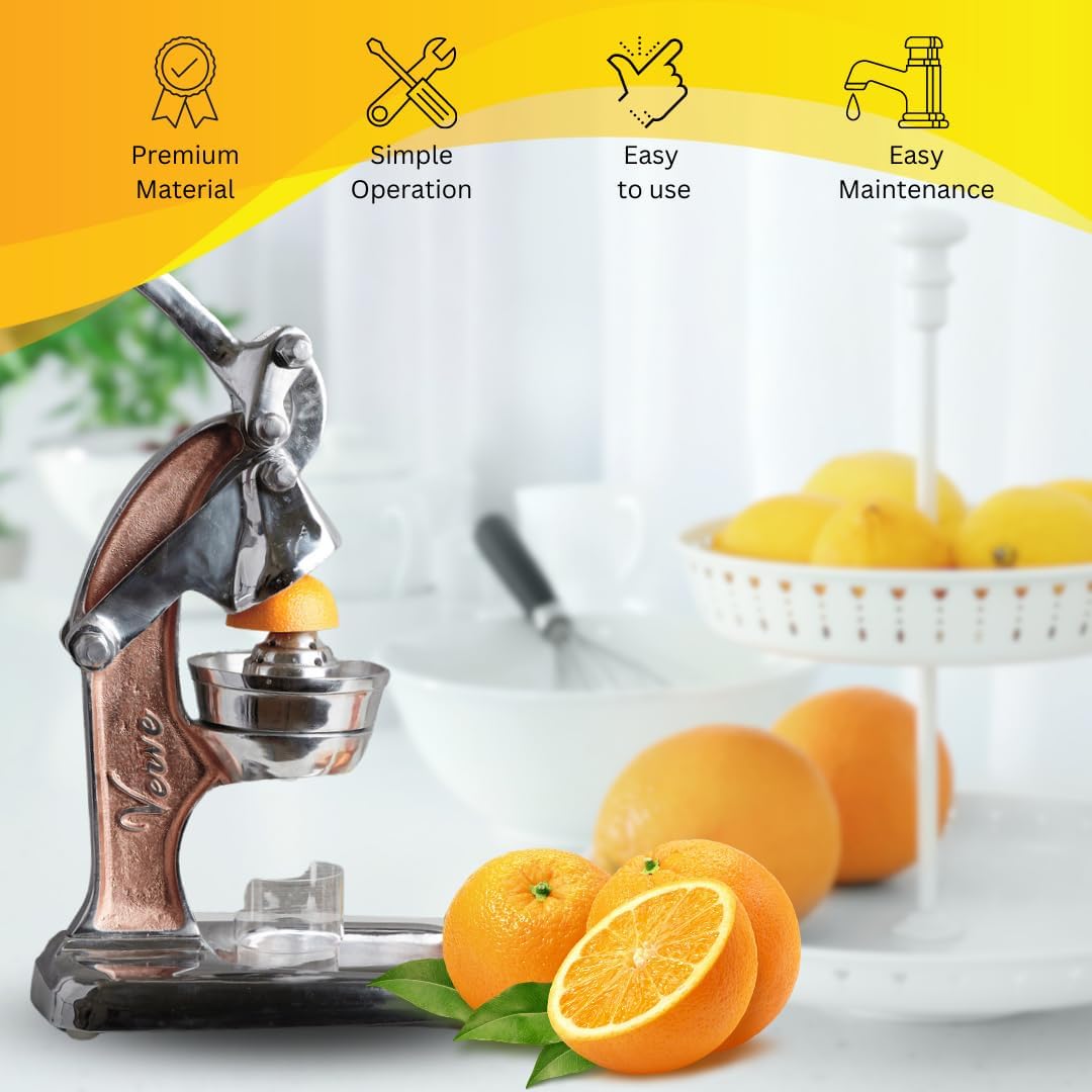 Artisan Cast Aluminum Professional Grade Manual Hand Press Juicer for Orange, Grapefruit, and Large Citrus Fruits Morning Drinks, Cocktails, or Cooking by Verve CULTURE - Rose Gold - Large 14x9x17