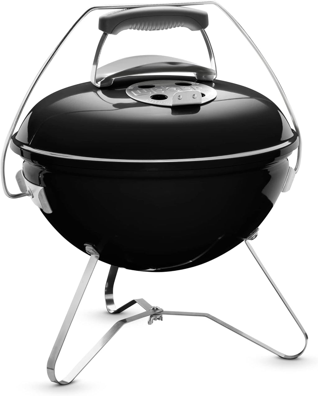 Weber Smokey Joe Premium Charcoal Grill Barbeque, 37cm | Portable BBQ Grill with Tuck-N-Carry Lid Cover & Plated Steel Legs | Folding Outdoor Cooker with Porcelain-Enamelled Bowl - Black (1121004)