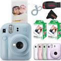 Fujifilm Instax Mini 12 Instant Camera Pastel Blue with Sandisk 32 GB USB Flash Drive + 40 Sheets Fujifilm Instax Mini Film and Sunshine Photo Microfiber Cleaning Cloth Bundle
