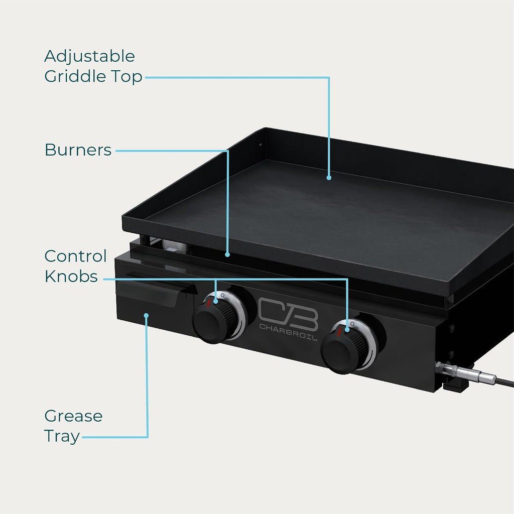 Charbroil 22' Performance Series Portable Tabletop 2 Burner Propane Gas Griddle, Black - 463614224