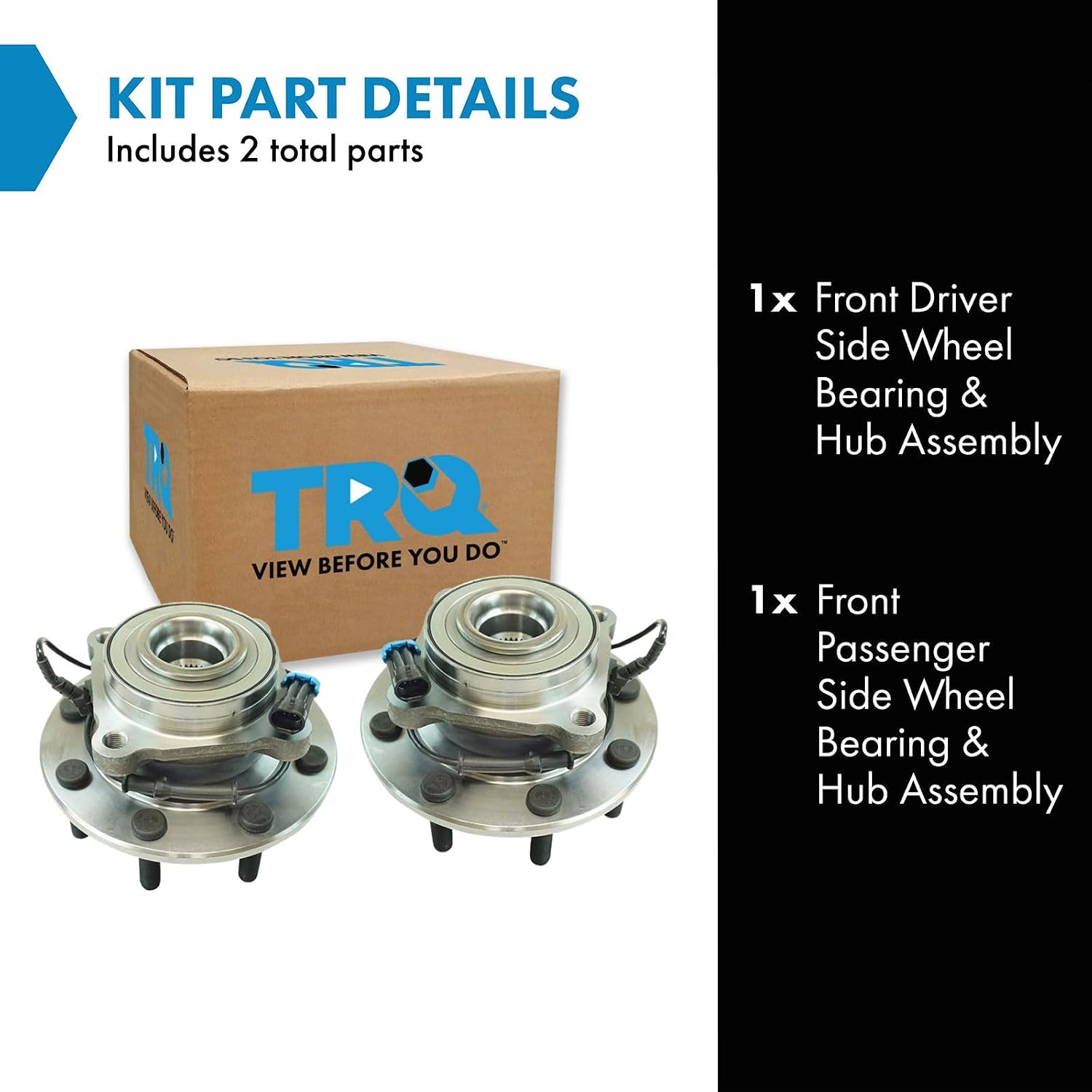 TRQ Front Left and Right Wheel Bearing and Hub Assembly Set 2 Piece Compatible with 07-10 Chevrolet Silverado 3500 HD with Dual Rear Wheels DRW 07-10 GMC Sierra 3500 HD with Dual Rear Wheels DRW