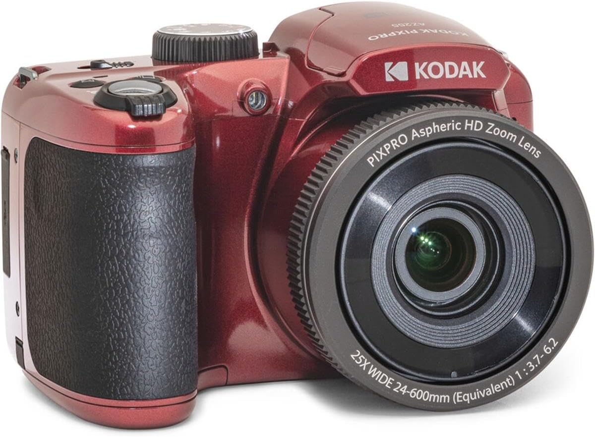 Kodak KODAK PIXPRO AZ255-RD 16MP Digital Camera 25X Optical Zoom 24mm Wide Angle Lens Image Stabilization 1080P Full HD Video 3' LCD Vlogging, with Bag & 32GB SD Card + Reader