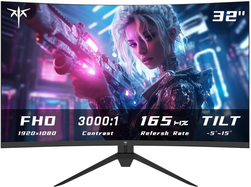 KTC 32 Inch Curved Gaming Monitor, FHD 1080P 165Hz PC Monitor, 1500R, 122% sRGB with HDR, FreeSync Premium, HDMI 2.0x2, DisplayPort 1.4, VESA Compatible, Tilt Adjustable, Eye Care, H32S17C