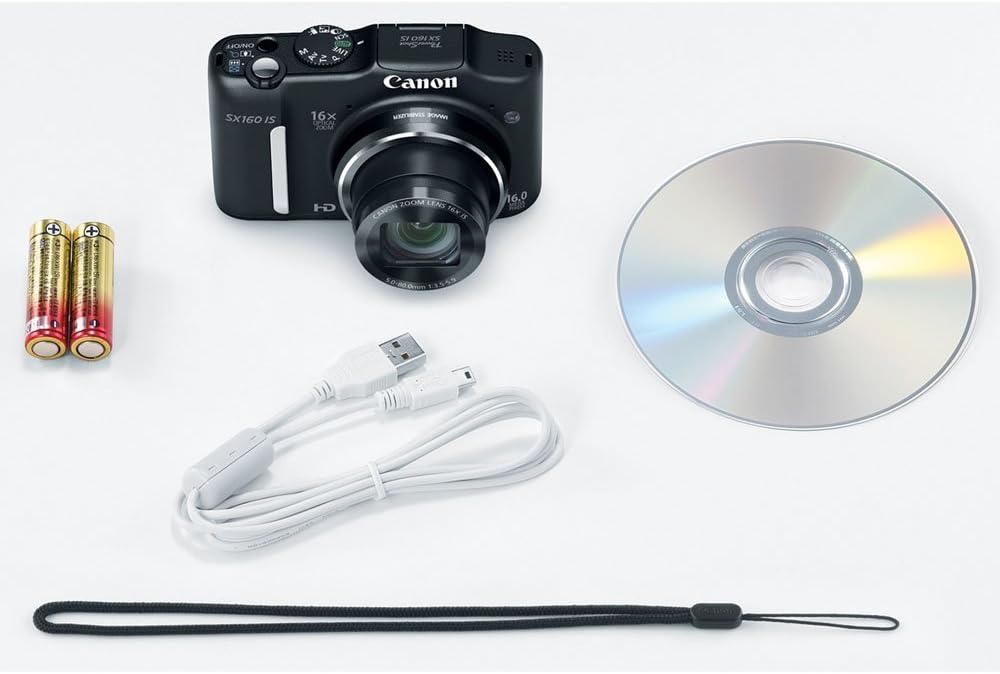 Canon PowerShot SX160 is 16.0 MP Digital Camera with 16x Wide-Angle Optical Image Stabilized Zoom with 3.0-Inch LCD (Black) (Renewed)