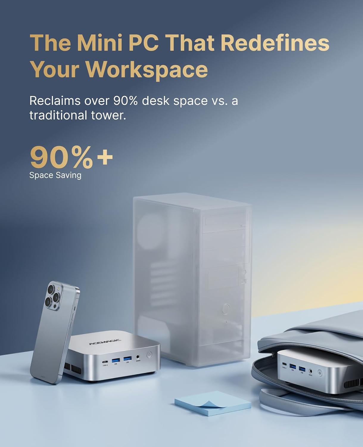 ACEMAGIC Mini PC R2544 -Beat 4300U/3300U, 16GB DDR4 1TB SSD Mini Computers, 28W MAX Small Desktop 4K Triple Display/WiFi/VESA for Home Office Business Education, Preinstalled WIN11 Pro