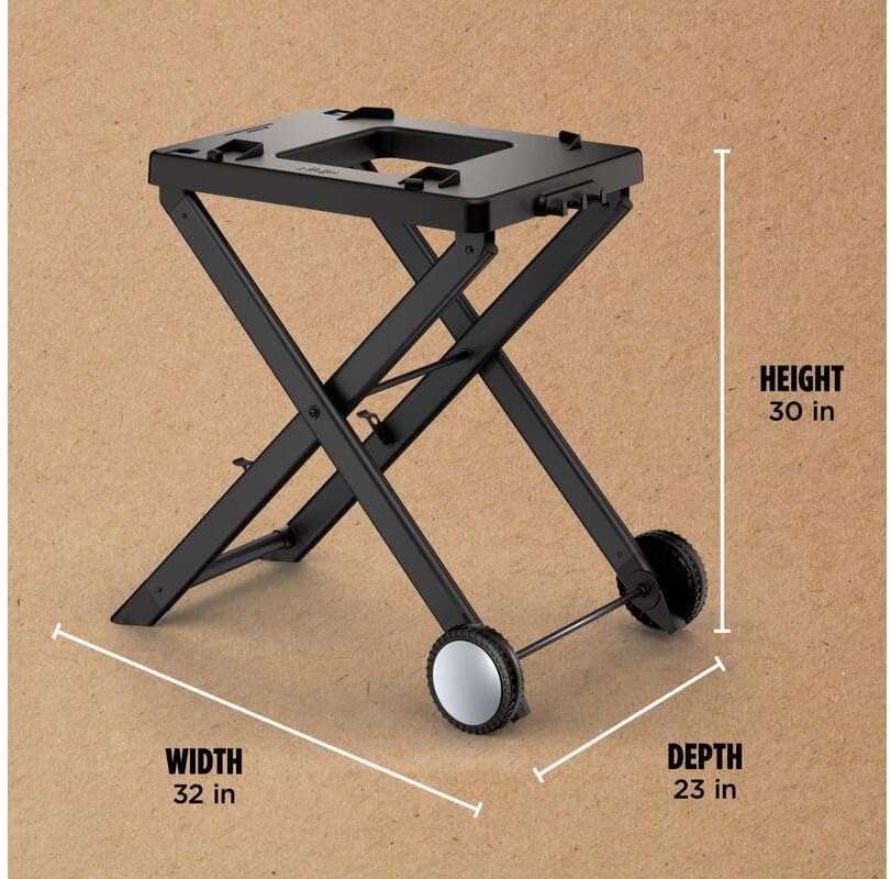 Ninja XSKSTAND Woodfire Collapsible Outdoor Grill Stand, Compatible with Ninja Woodfire Grills (OG700 Series), Foldable, Side Utensil Holder, Weather-Resistant, Black