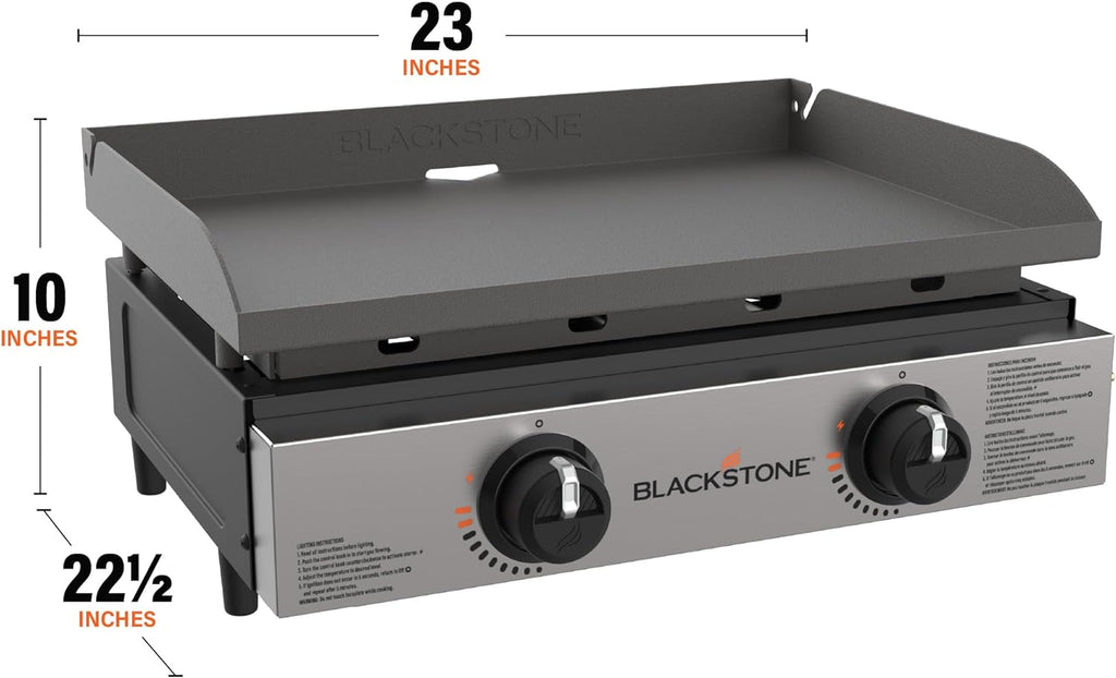 Blackstone 1666 22' Tabletop Griddle with Stainless Steel Faceplate, Powder Coated Steel, Black