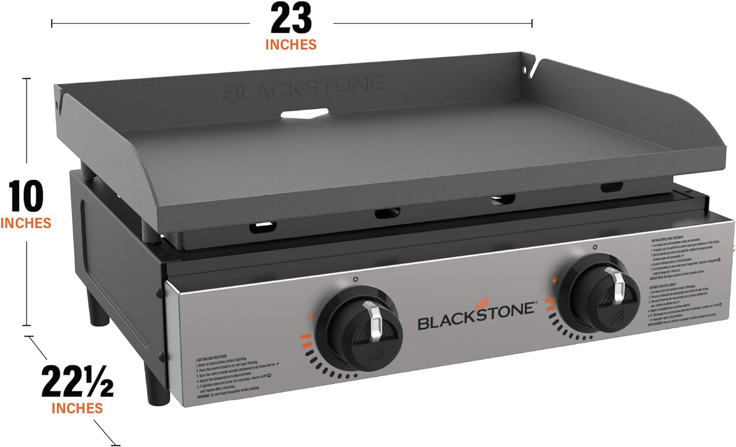 Blackstone 1666 22' Tabletop Griddle with Stainless Steel Faceplate, Powder Coated Steel, Black