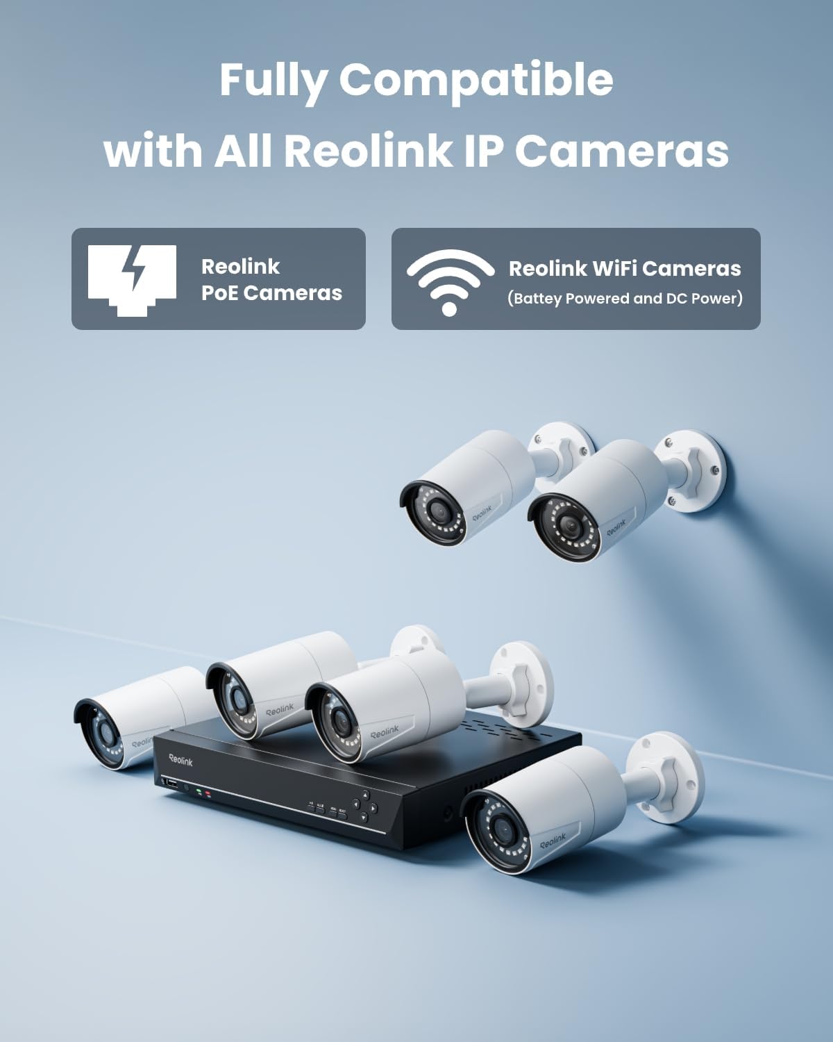 REOLINK 8CH 5MP Home Security Camera System, 6pcs Wired Outdoor PoE IP Cameras with Person/Vehicle/Pet Detection, 4K/8MP 8CH NVR with 2TB HDD for 24-7 Recording, RLK8-410B6-5MP