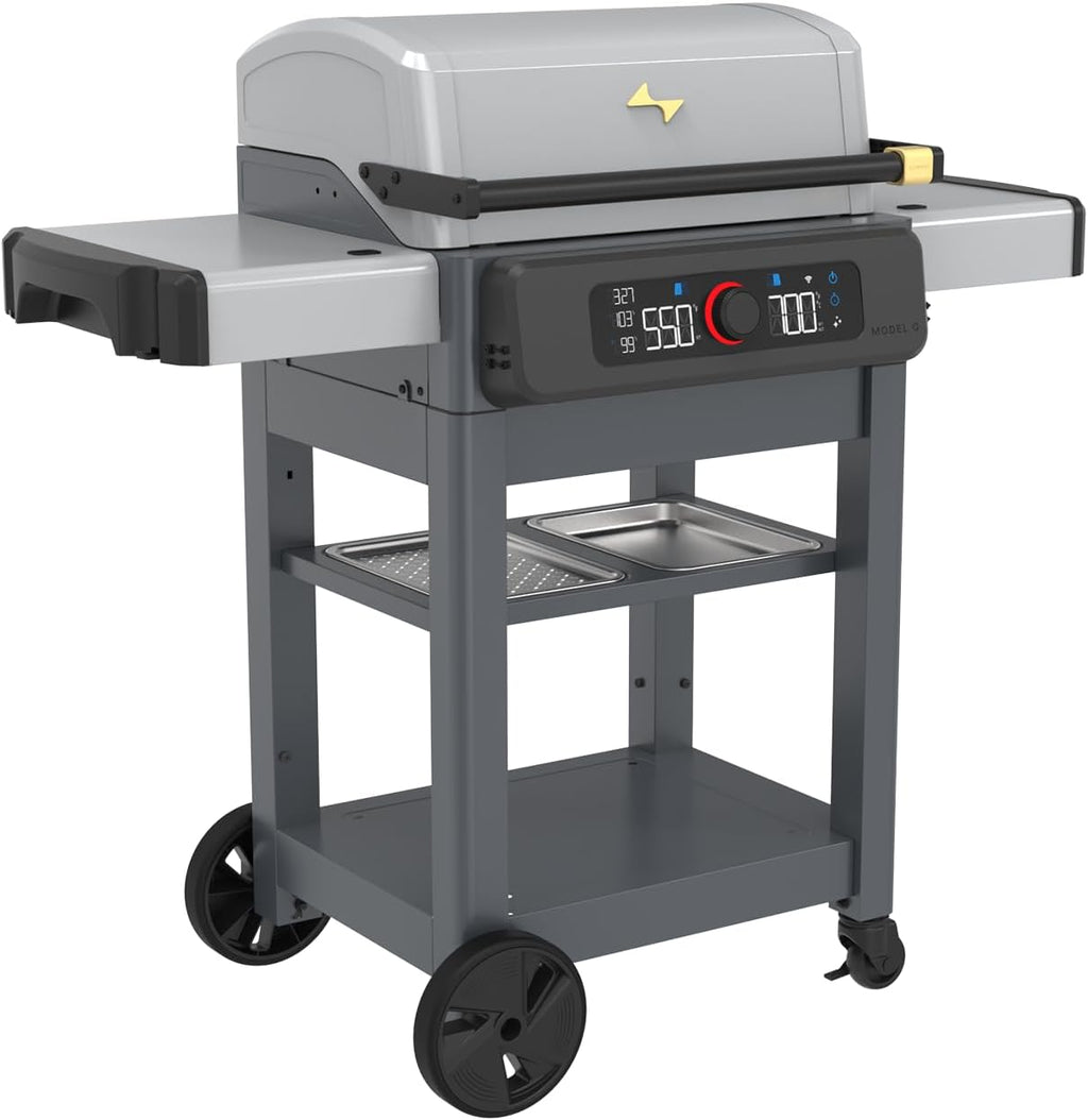 Current® Model G Dual Zone Grill, Smart Electric Outdoor Grill with 200-700°F Range for Searing & Roasting, Digital Precision, Independent Heat Zones, Apartment-Friendly & Weather-Resistant, Moon Dust