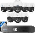 [4K+360° View] Hiseeu 4K PoE Security Camera System, 8Pcs 8MP PoE PTZ Wired Camera Outdoor, Human Vehicle Detect, 2-Way Audio, Color Night Vision, 16CH Expandable, 2TB HDD for 24/7 Home Surveillance