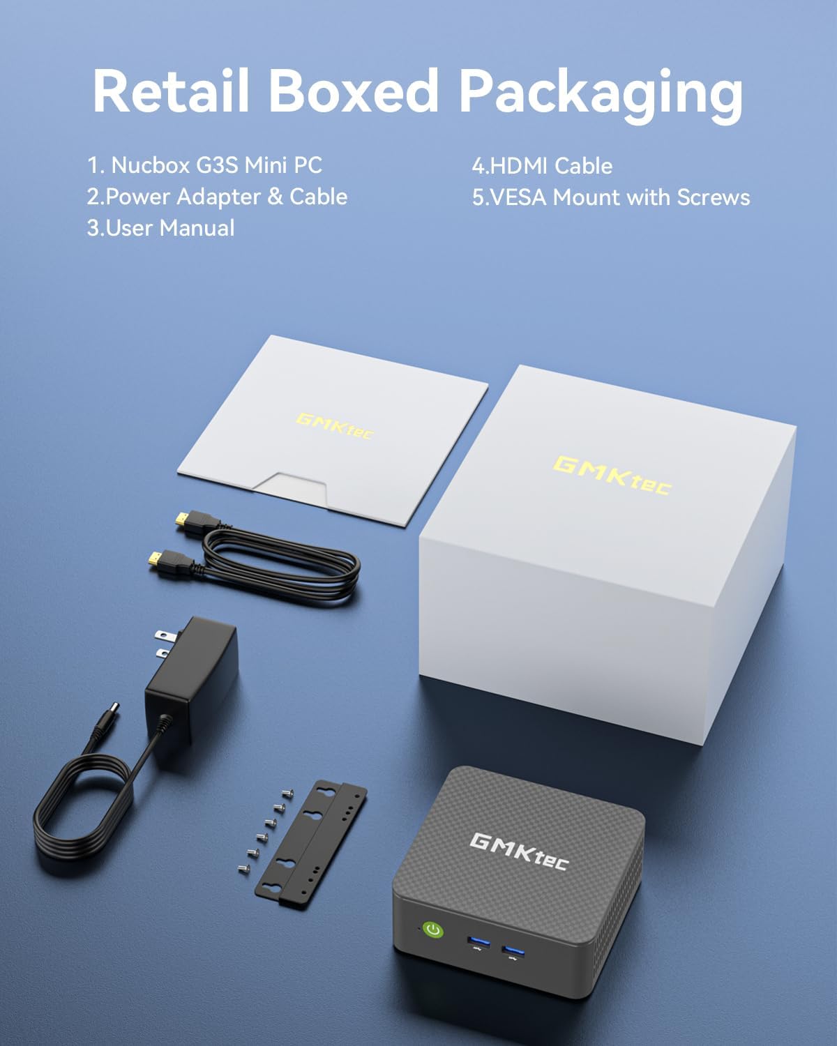 GMKtec Mini PC Computers Intel N95 Processor (Turbo 3.4GHz) 8GB DDR4 256GB SSD Desktop Computer 4K Dual HDMI Display/3x USB3.2/WiFi 5 BT5.0/RJ45 Ethernet Nucbox G3S