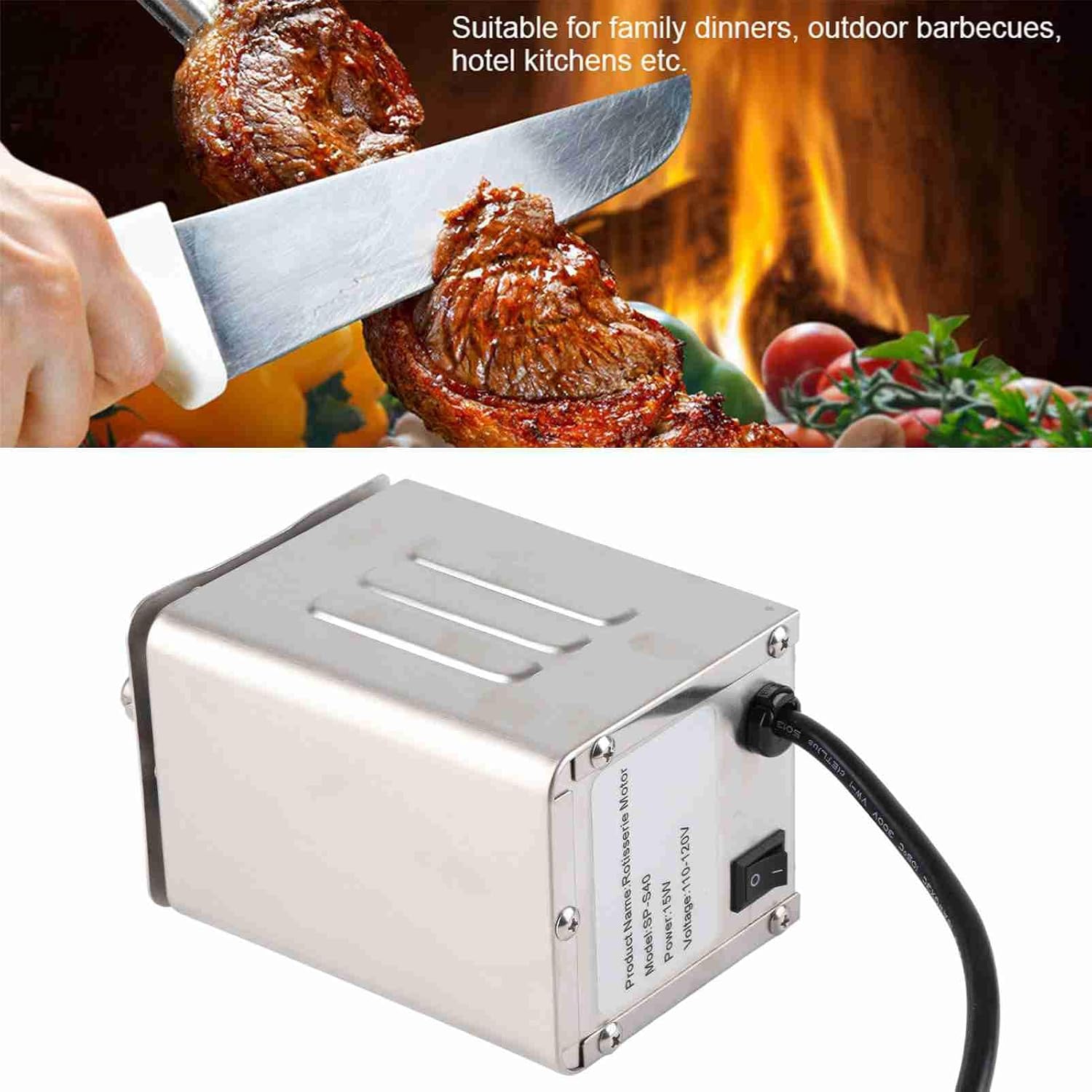 FTVOGUE BBQ Rotisserie Motor Electric Barbecue Grill Roast Meat Motor 50-70KGF(US Plug)